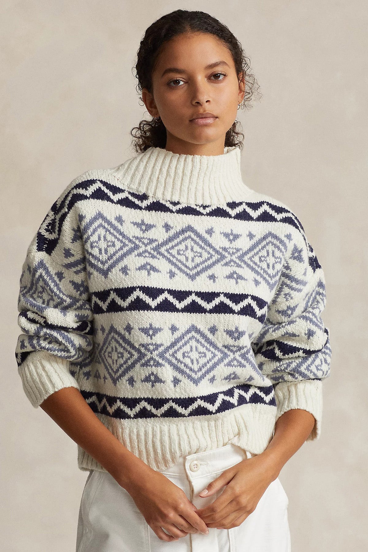 Polo Ralph Lauren Etnik Desenli Balıkçı Yaka Yün Örgü Triko-Libas Trendy Fashion Store