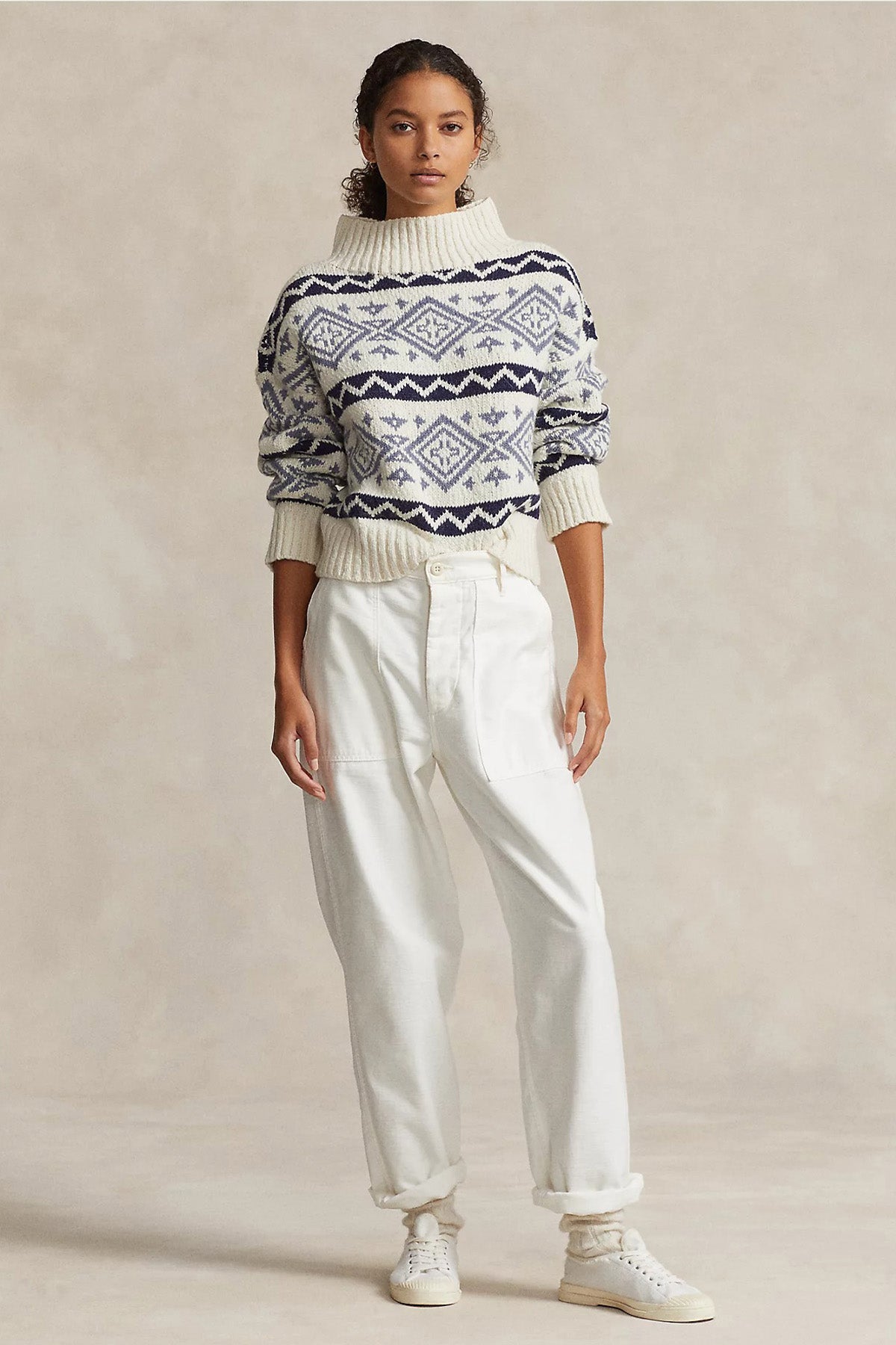 Polo Ralph Lauren Etnik Desenli Balıkçı Yaka Yün Örgü Triko-Libas Trendy Fashion Store