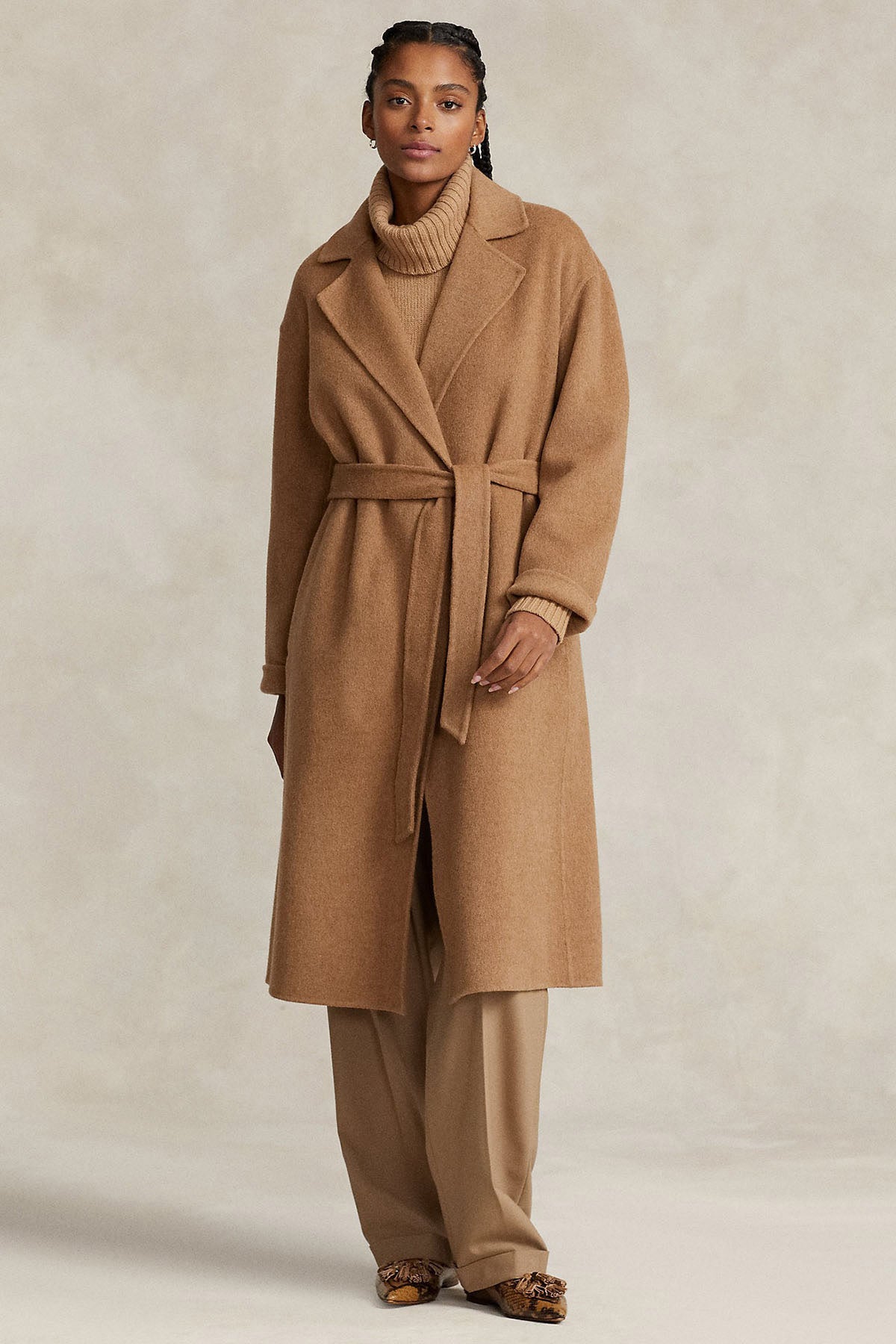 Polo Ralph Lauren Geniş Yaka Belden Kuşaklı Kaşmirli Yün Kaban-Libas Trendy Fashion Store