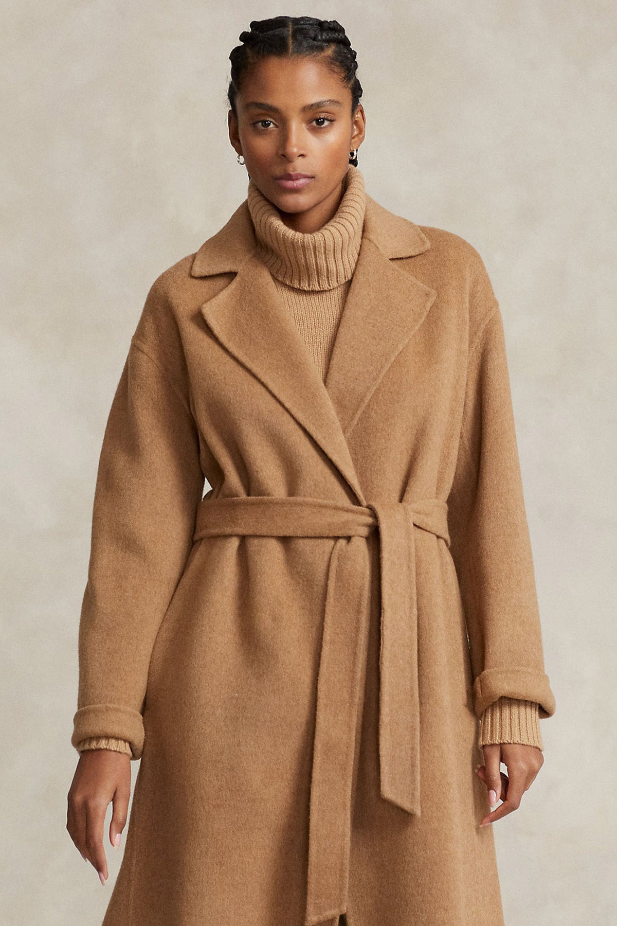 Polo Ralph Lauren Geniş Yaka Belden Kuşaklı Kaşmirli Yün Kaban-Libas Trendy Fashion Store