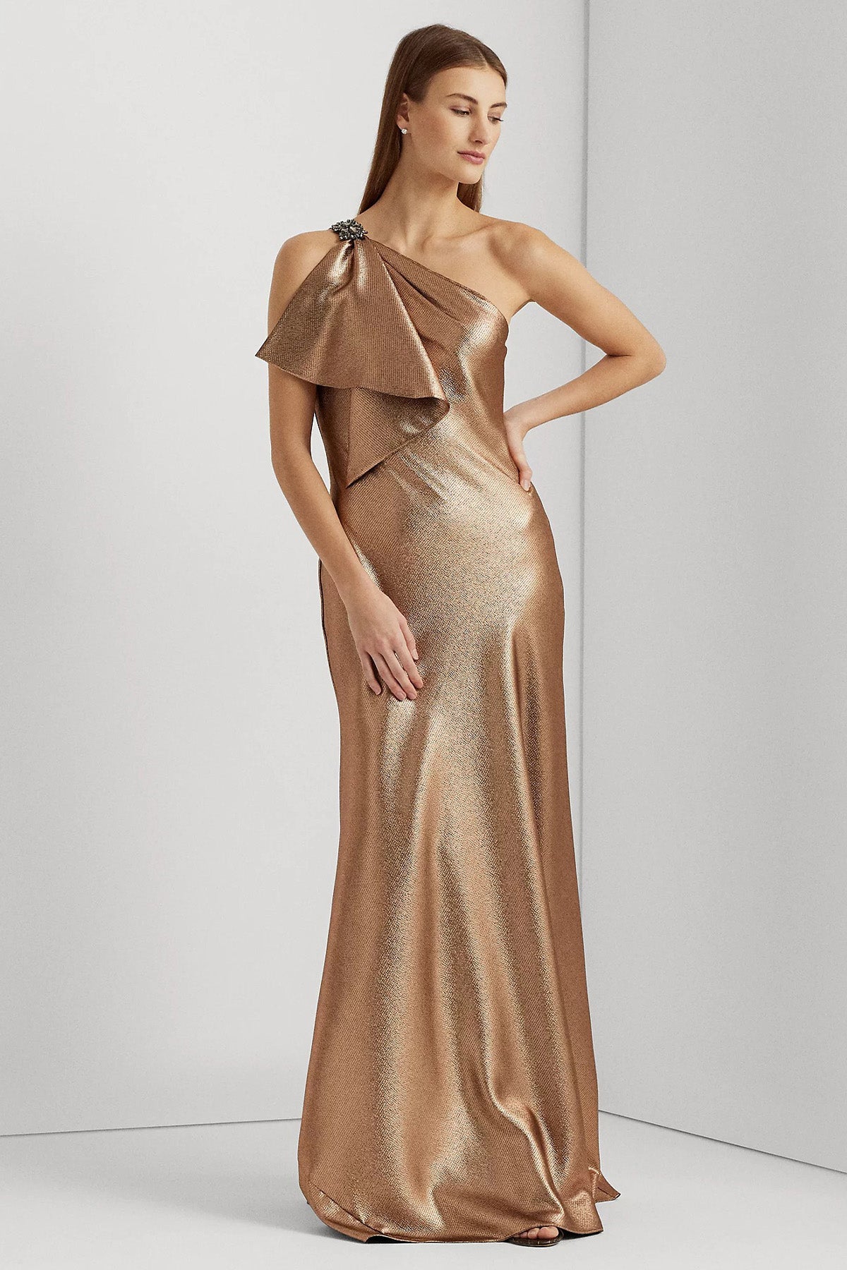 Polo Ralph Lauren Tek Omuzlu Maxi Abiye Elbise-Libas Trendy Fashion Store