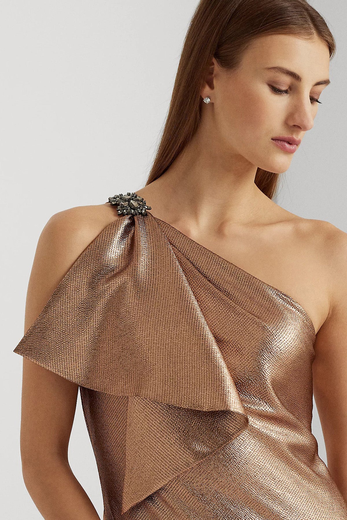 Polo Ralph Lauren Tek Omuzlu Maxi Abiye Elbise-Libas Trendy Fashion Store