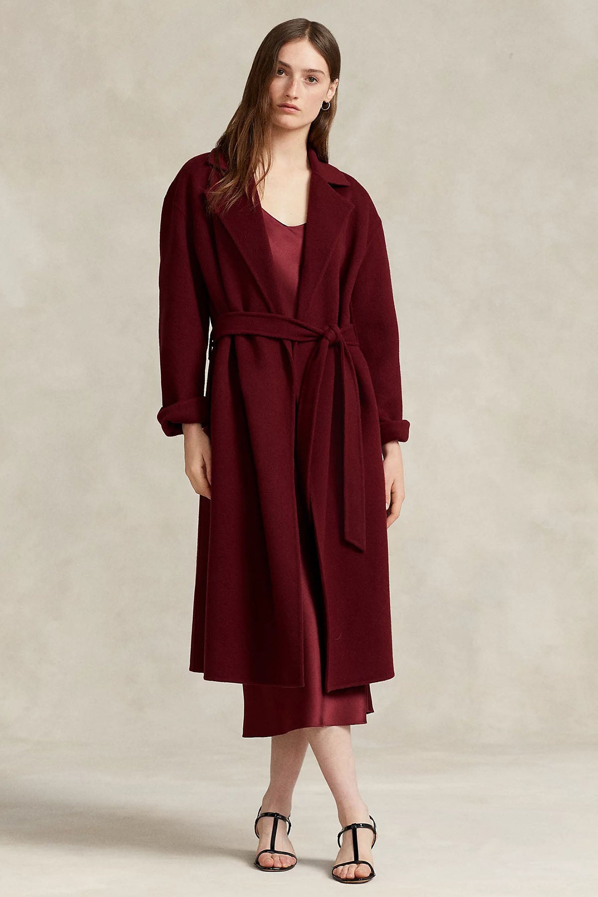 Polo Ralph Lauren Geniş Yaka Belden Kuşaklı Kaşmirli Yün Kaban-Libas Trendy Fashion Store