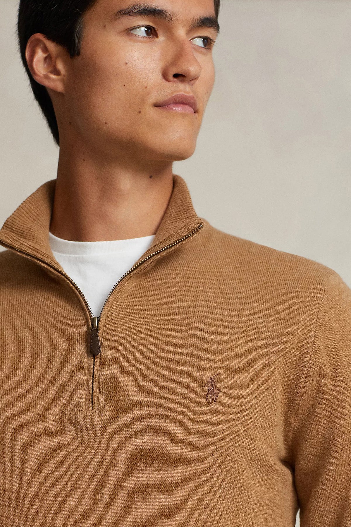 Polo Ralph Lauren Dik Yaka Yarım Fermuarlı Örgü Yün Triko-Libas Trendy Fashion Store