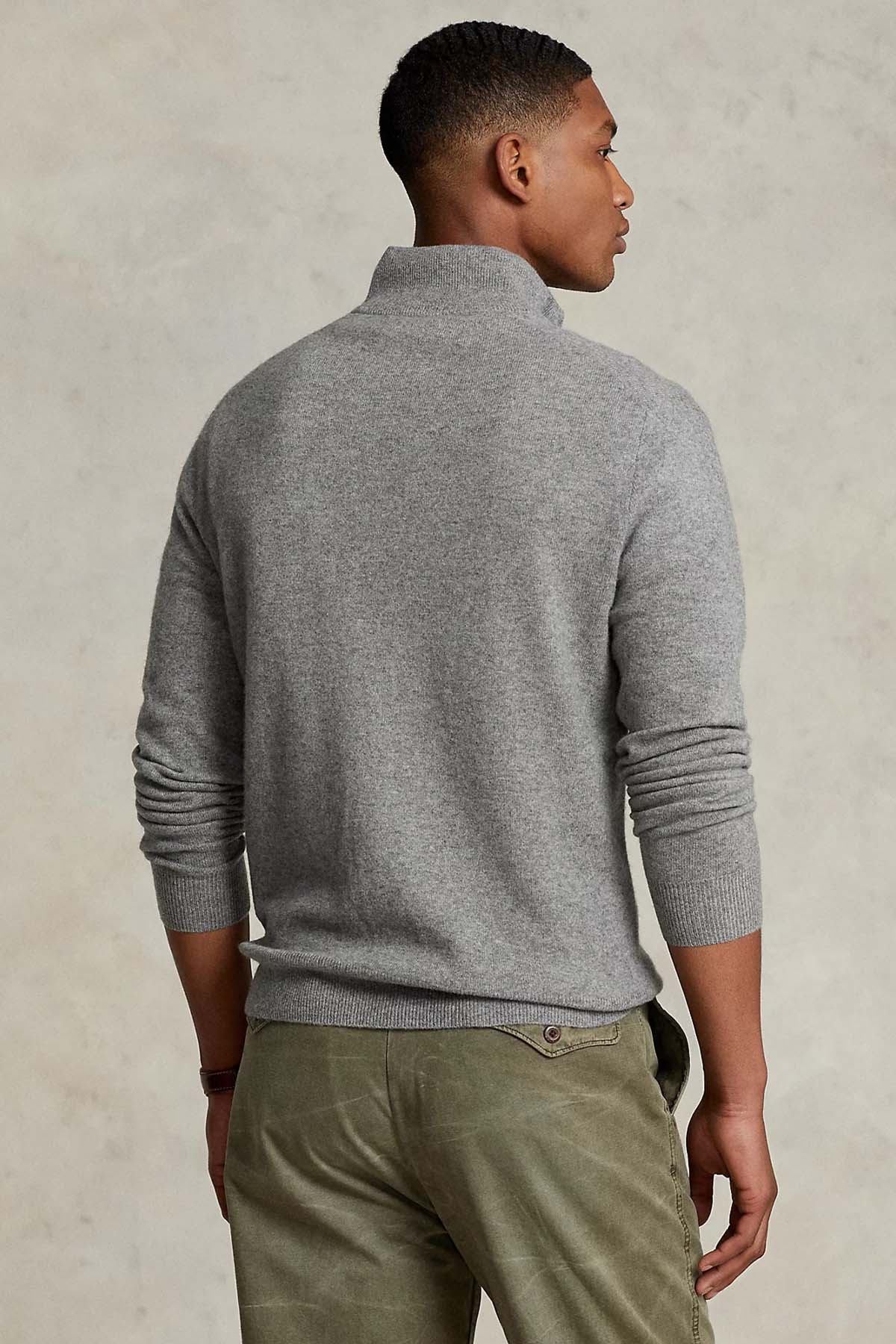 Polo Ralph Lauren Dik Yaka Yarım Fermuarlı Örgü Yün Triko-Libas Trendy Fashion Store