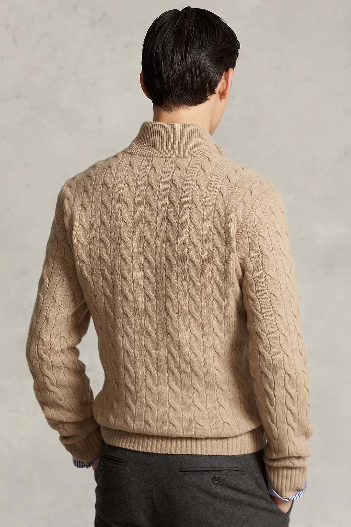 Polo Ralph Lauren Yarım Fermuarlı Dik Yaka Saç Örgü Kaşmirli Yün Triko-Libas Trendy Fashion Store