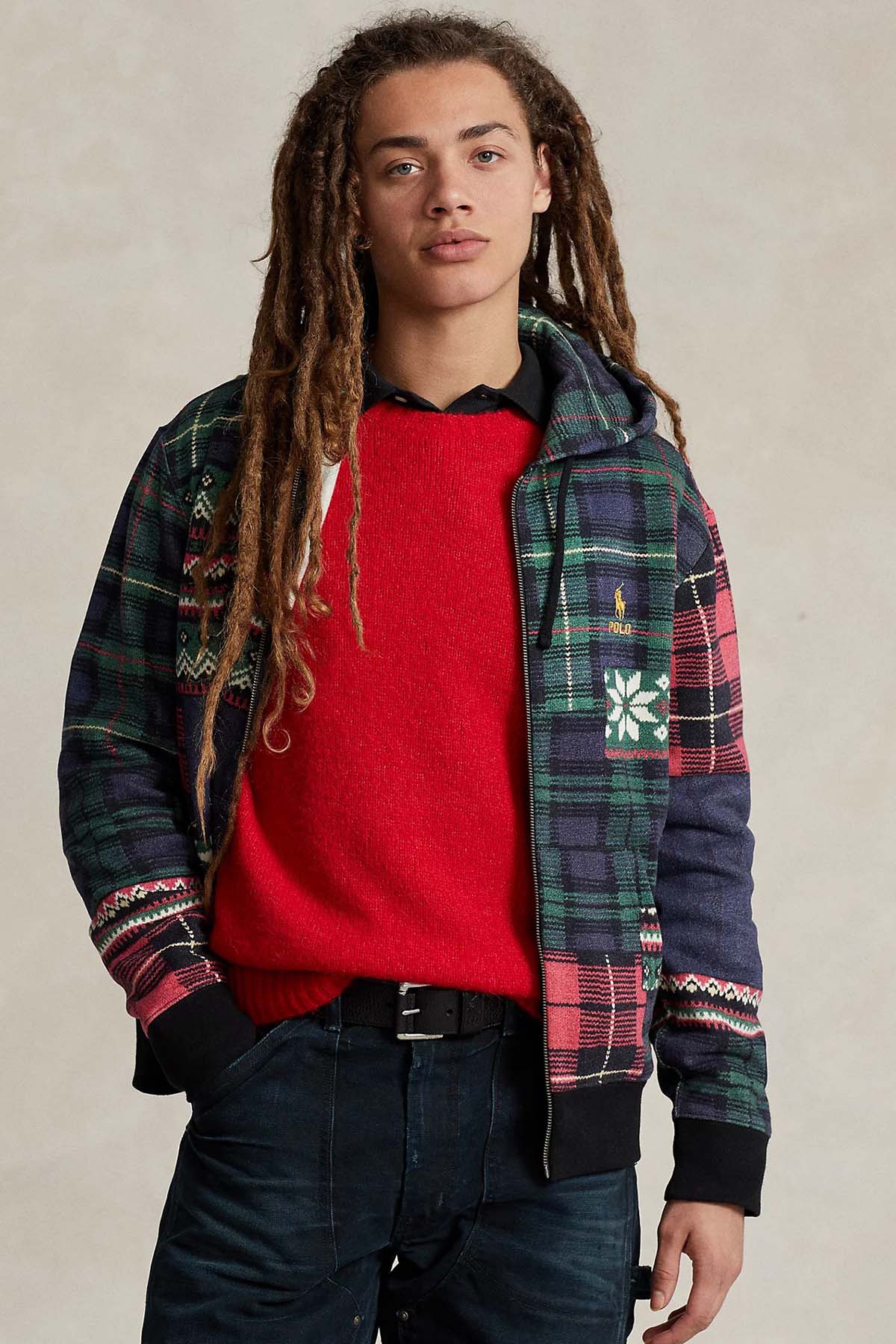 Polo Ralph Lauren Patchwork Desenli Kapüşonlu Sweatshirt Ceket-Libas Trendy Fashion Store