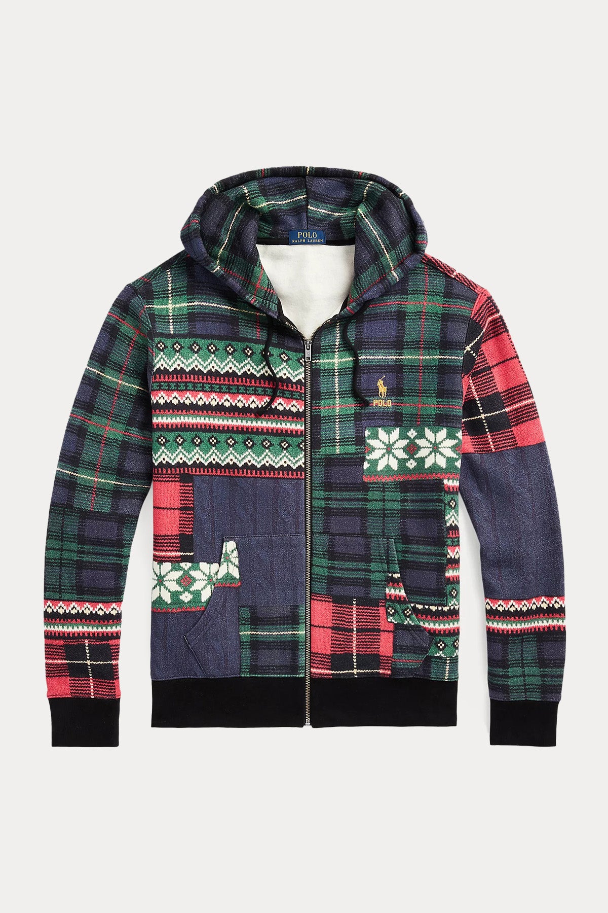 Polo Ralph Lauren Patchwork Desenli Kapüşonlu Sweatshirt Ceket-Libas Trendy Fashion Store