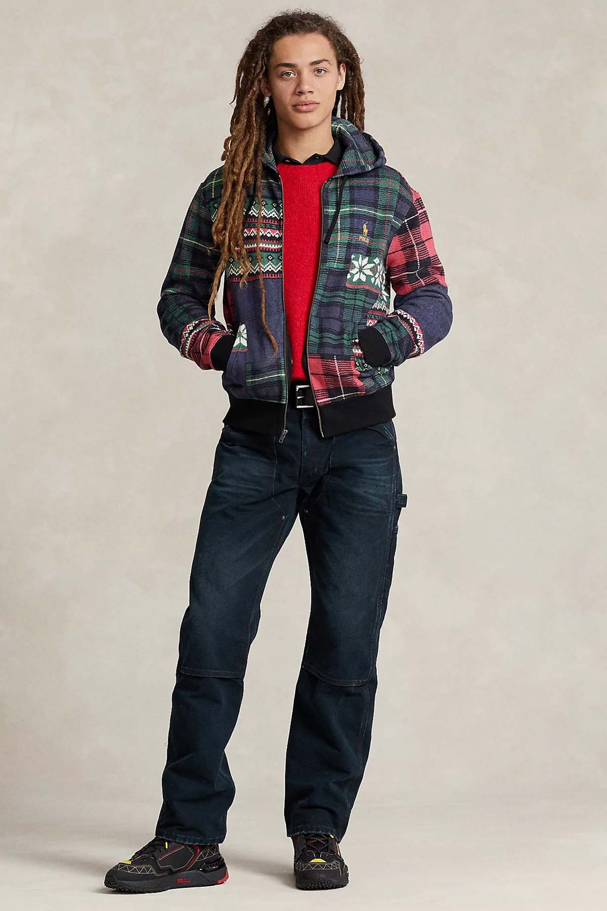 Polo Ralph Lauren Patchwork Desenli Kapüşonlu Sweatshirt Ceket-Libas Trendy Fashion Store