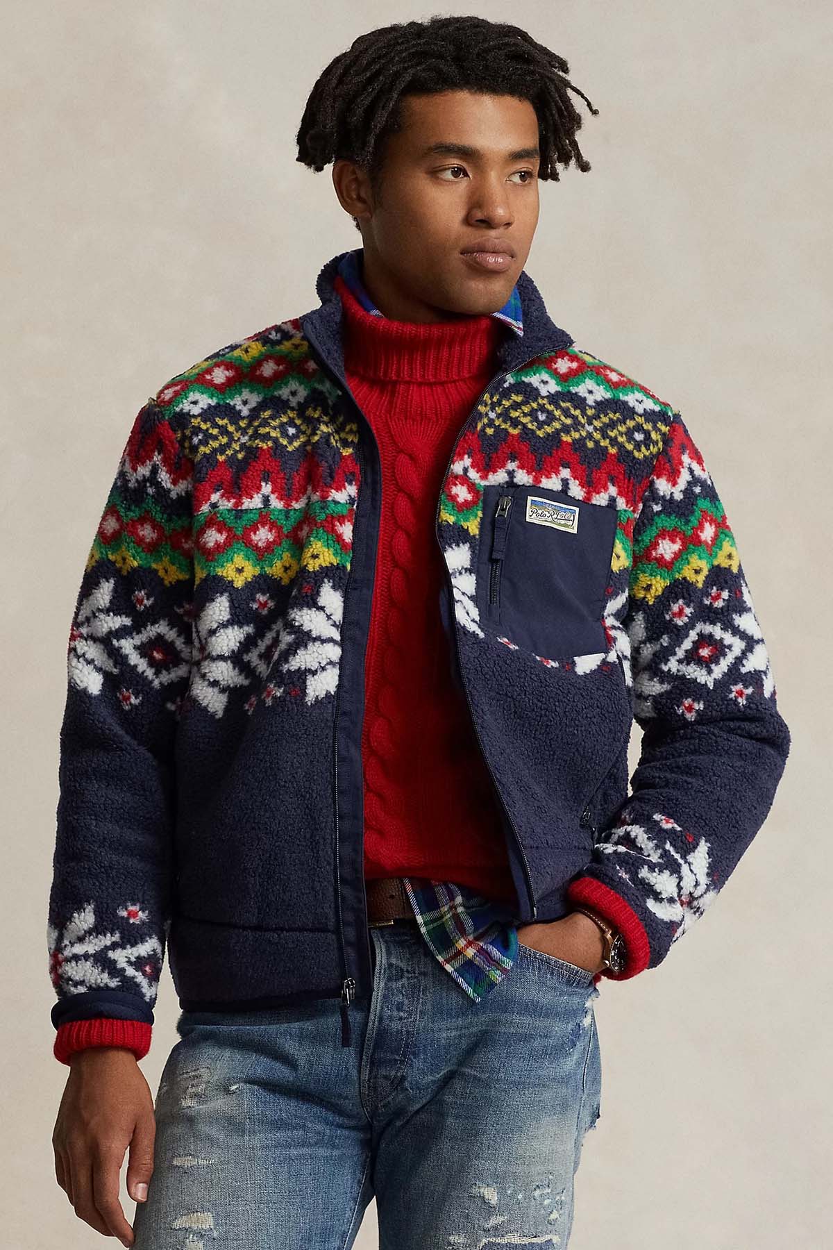 Polo Ralph Lauren Fair Isle Desenli Polar Ceket-Libas Trendy Fashion Store