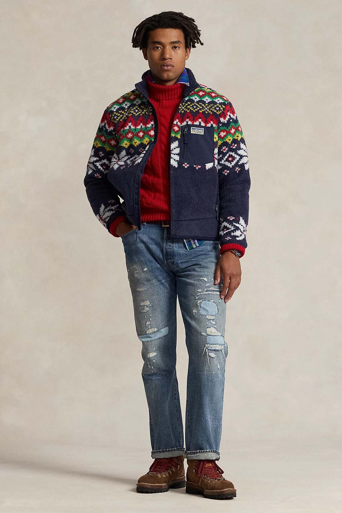 Polo Ralph Lauren Fair Isle Desenli Polar Ceket-Libas Trendy Fashion Store