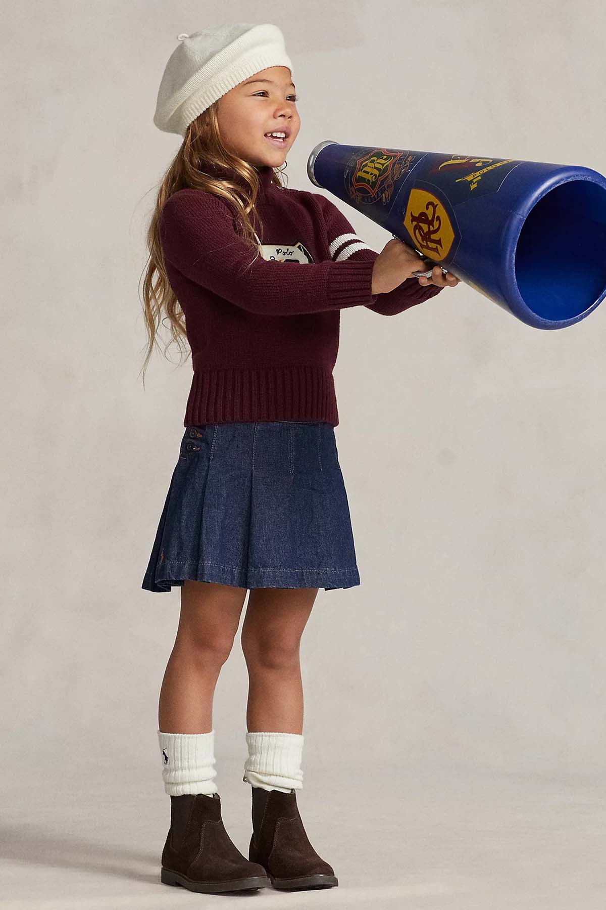 Polo Ralph Lauren Kids 4-5 Yaş Kız Çocuk Pileli Denim Etek-Libas Trendy Fashion Store