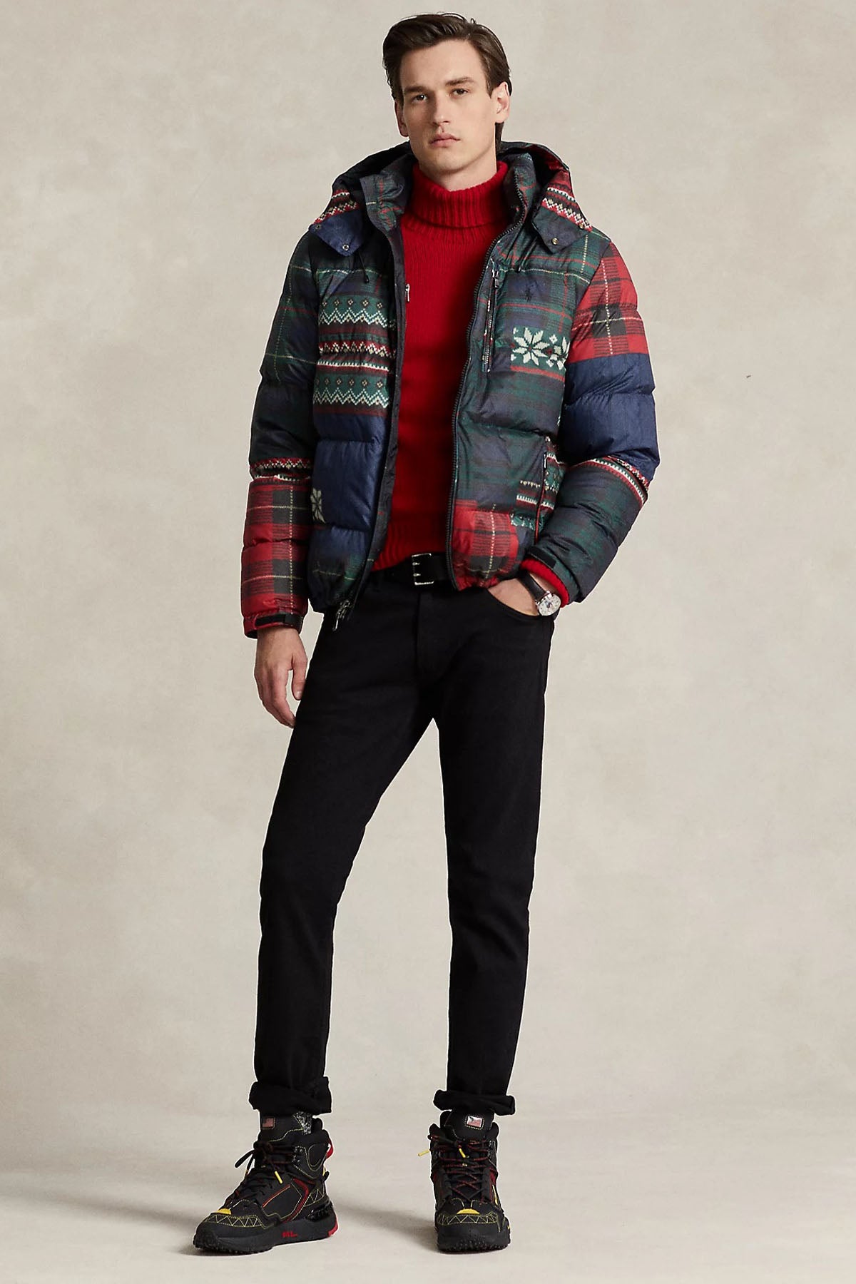 Polo Ralph Lauren Fair Isle Desenli Kapüşonlu Puffer Mont-Libas Trendy Fashion Store