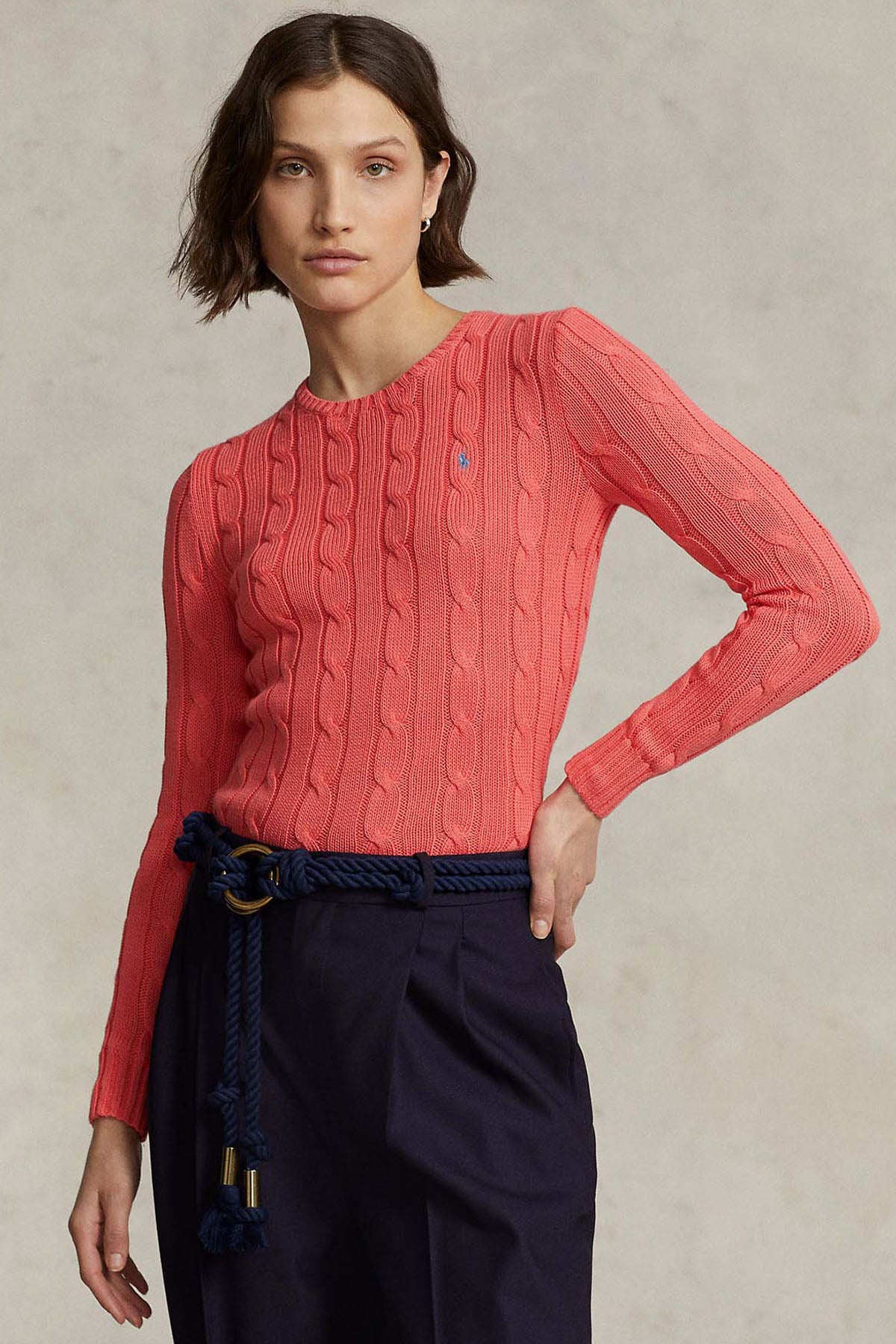 Polo Ralph Lauren Pima Cotton Slim Fit Yuvarlak Yaka Saç Örgü Triko-Libas Trendy Fashion Store