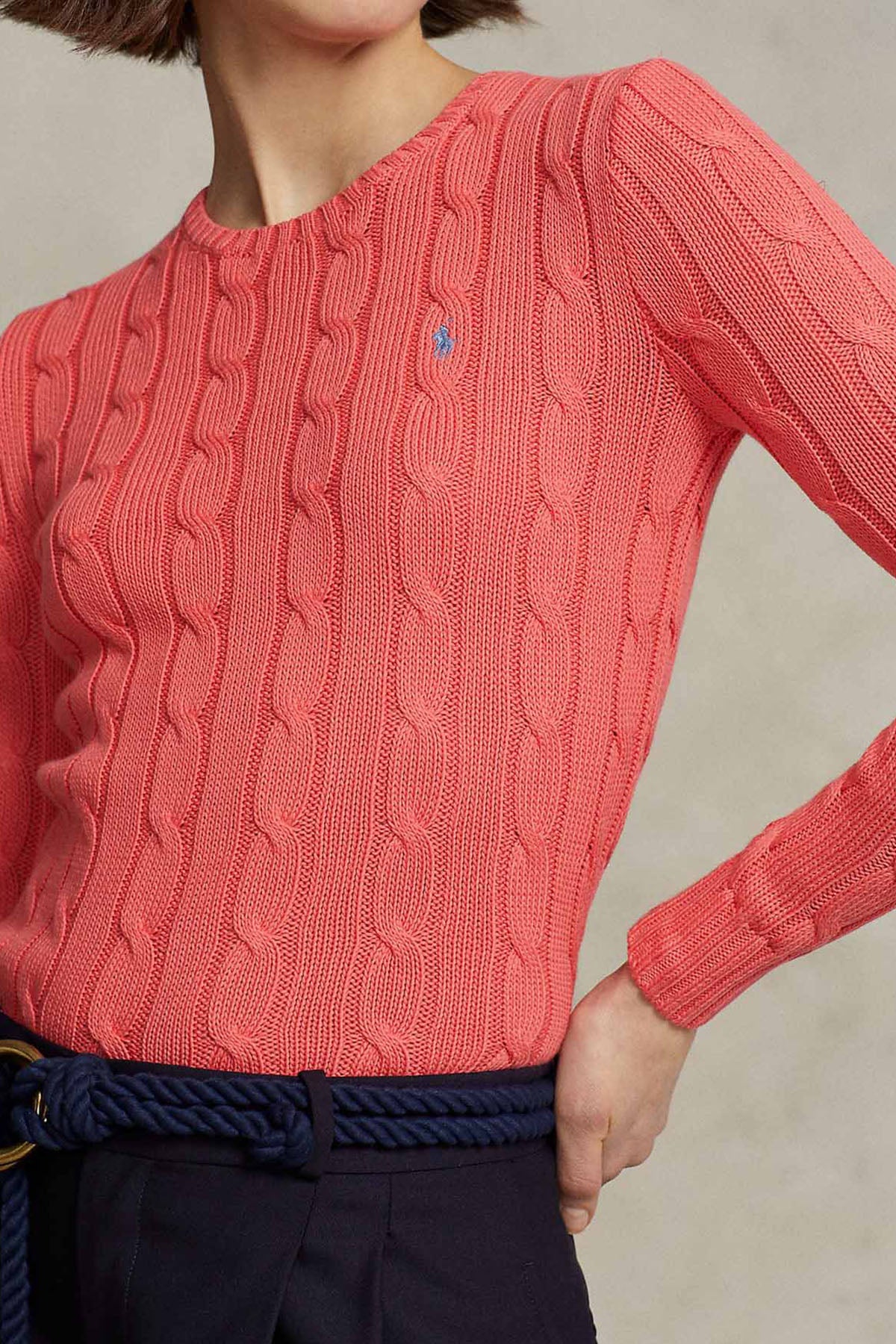 Polo Ralph Lauren Pima Cotton Slim Fit Yuvarlak Yaka Saç Örgü Triko-Libas Trendy Fashion Store