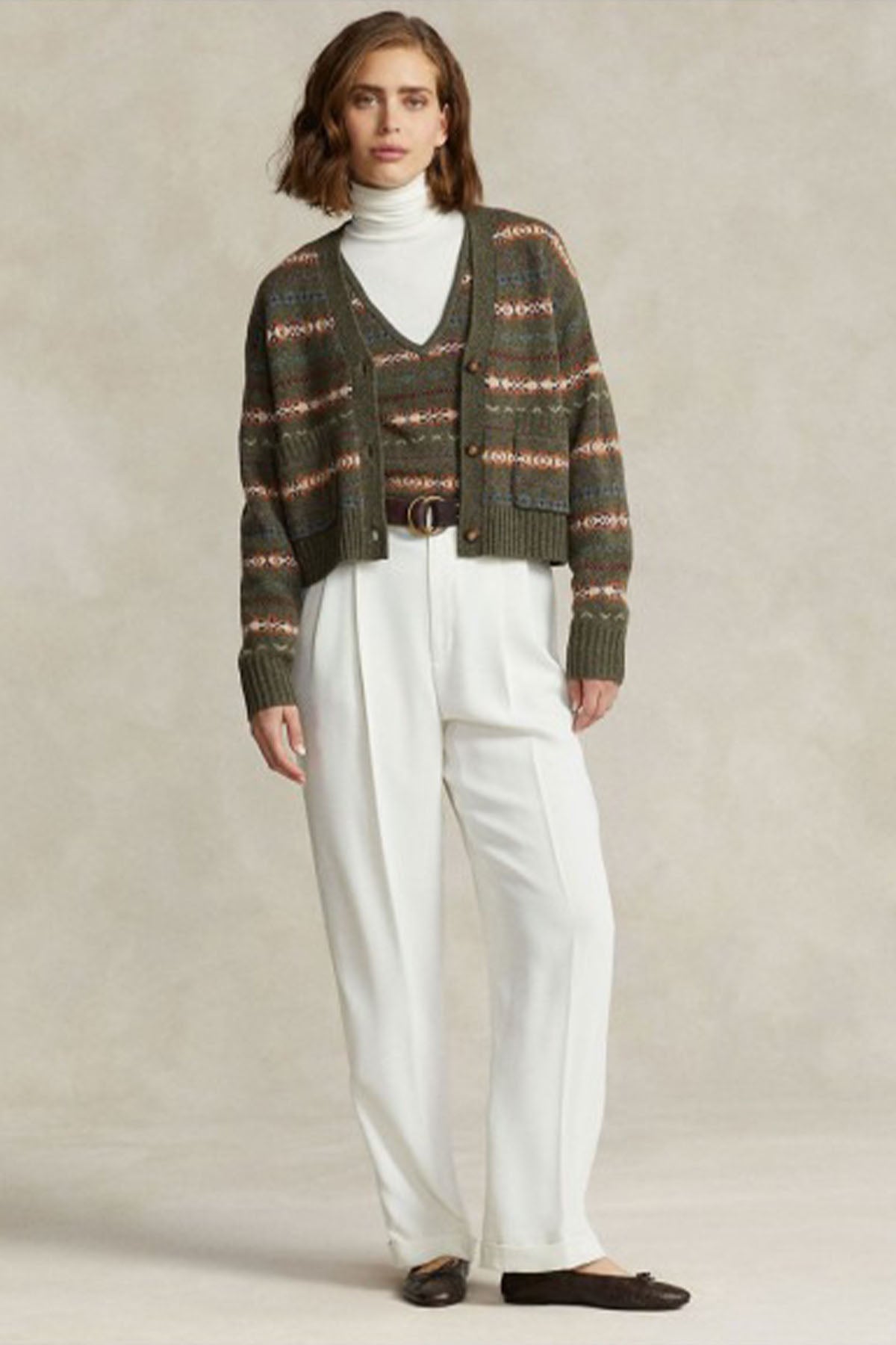 Polo Ralph Lauren Fair Isle Desenli Kaşmirli Örgü Yün Triko Ceket-Libas Trendy Fashion Store