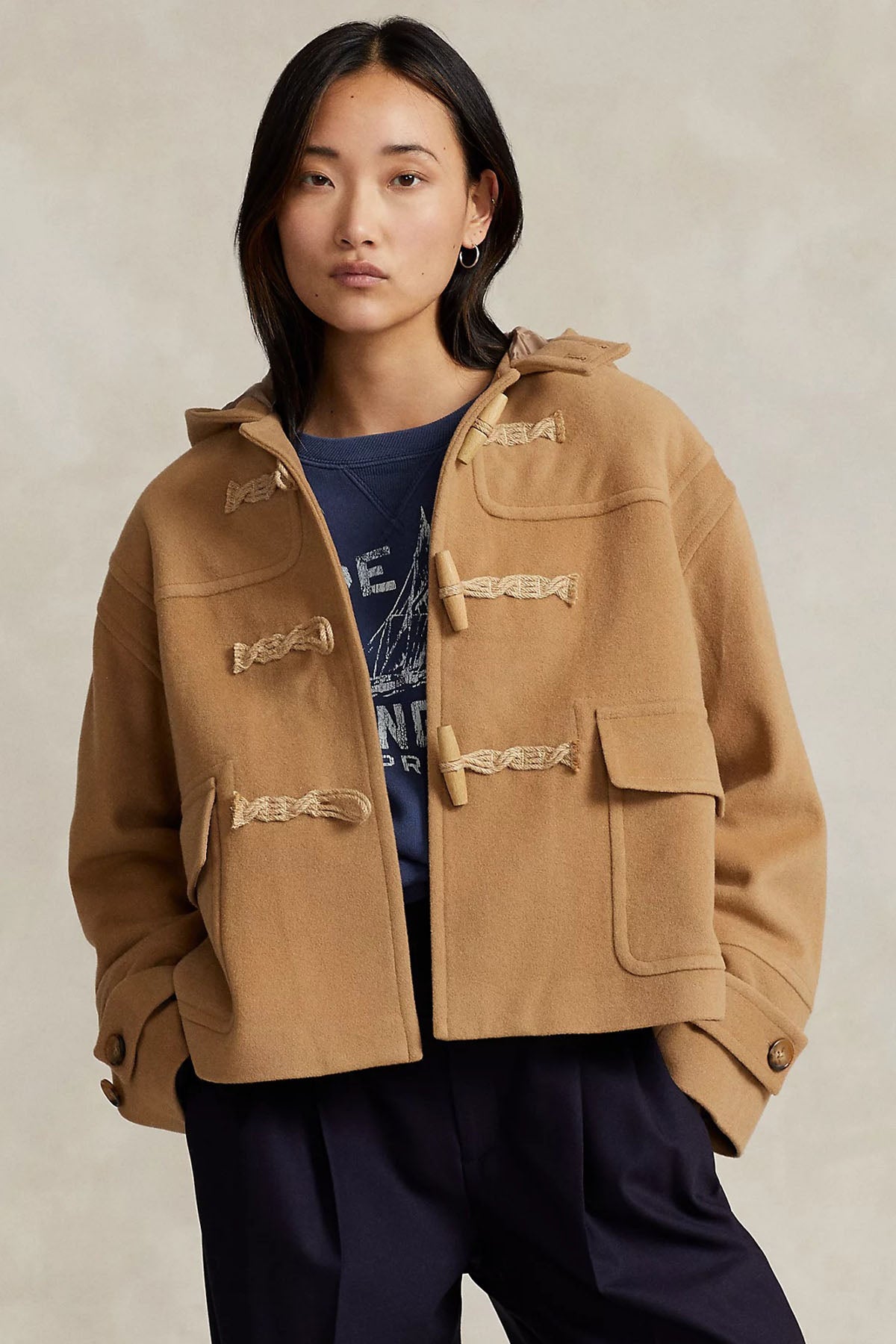 Polo Ralph Lauren Geniş Kesim Kapüşonlu Kaşmirli Yün Ceket-Libas Trendy Fashion Store