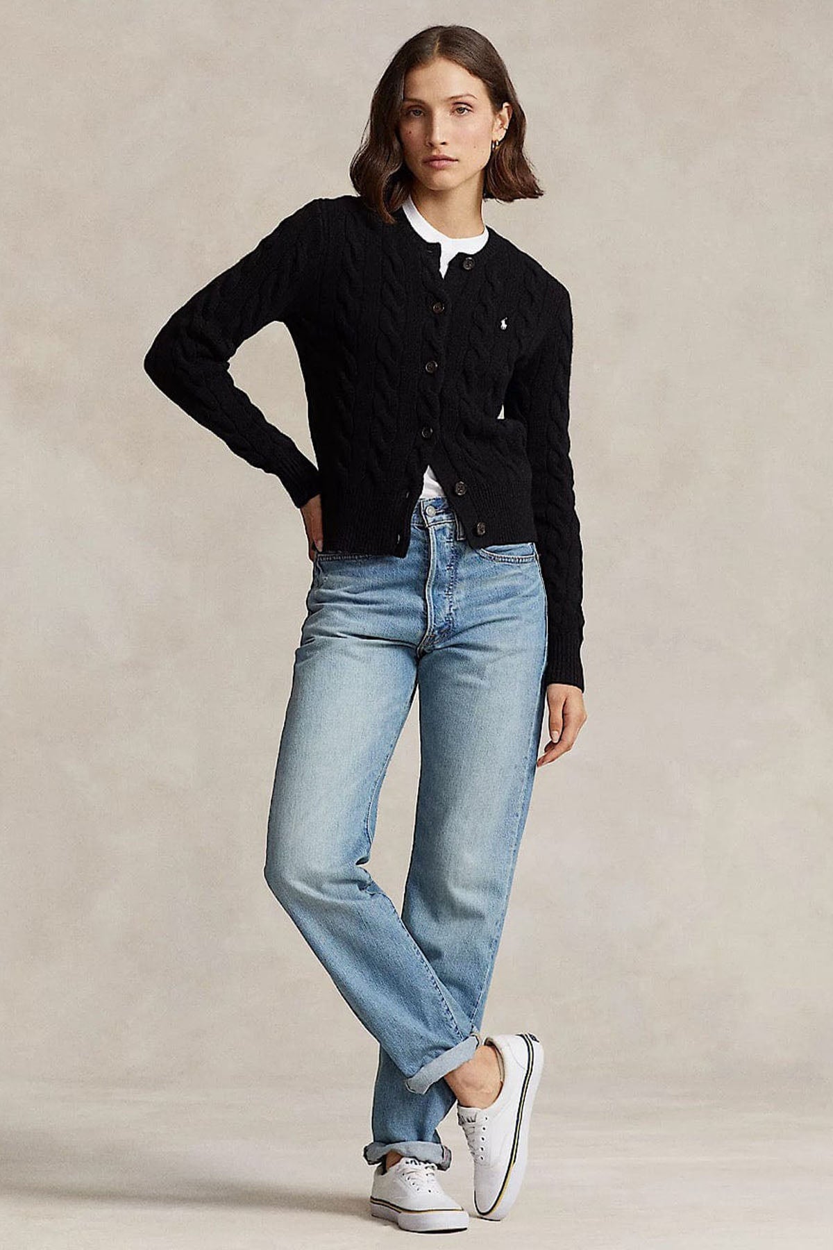 Polo Ralph Lauren Slim Fit Kaşmirli Saç Örgü Yün Triko Ceket-Libas Trendy Fashion Store