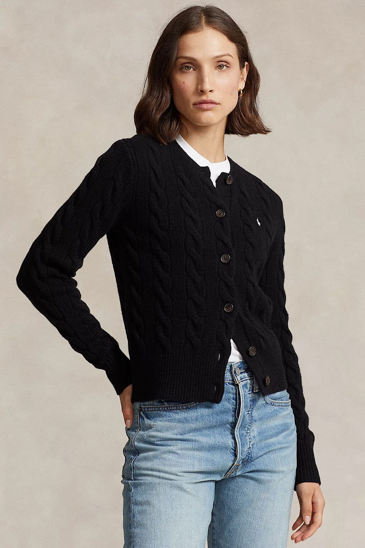 Polo Ralph Lauren Slim Fit Kaşmirli Saç Örgü Yün Triko Ceket-Libas Trendy Fashion Store