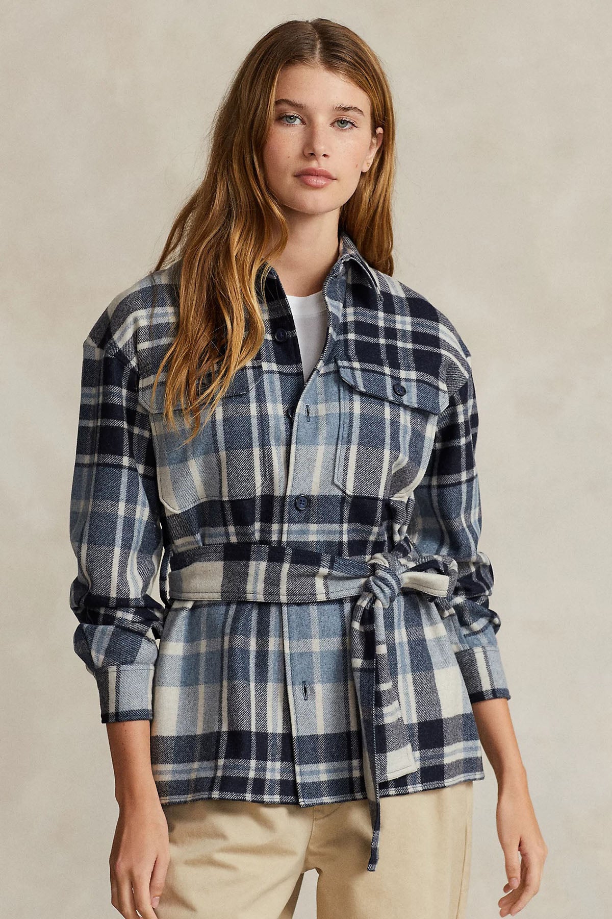 Polo Ralph Lauren Ekoseli Kuşaklı Yün Gömlek Ceket-Libas Trendy Fashion Store