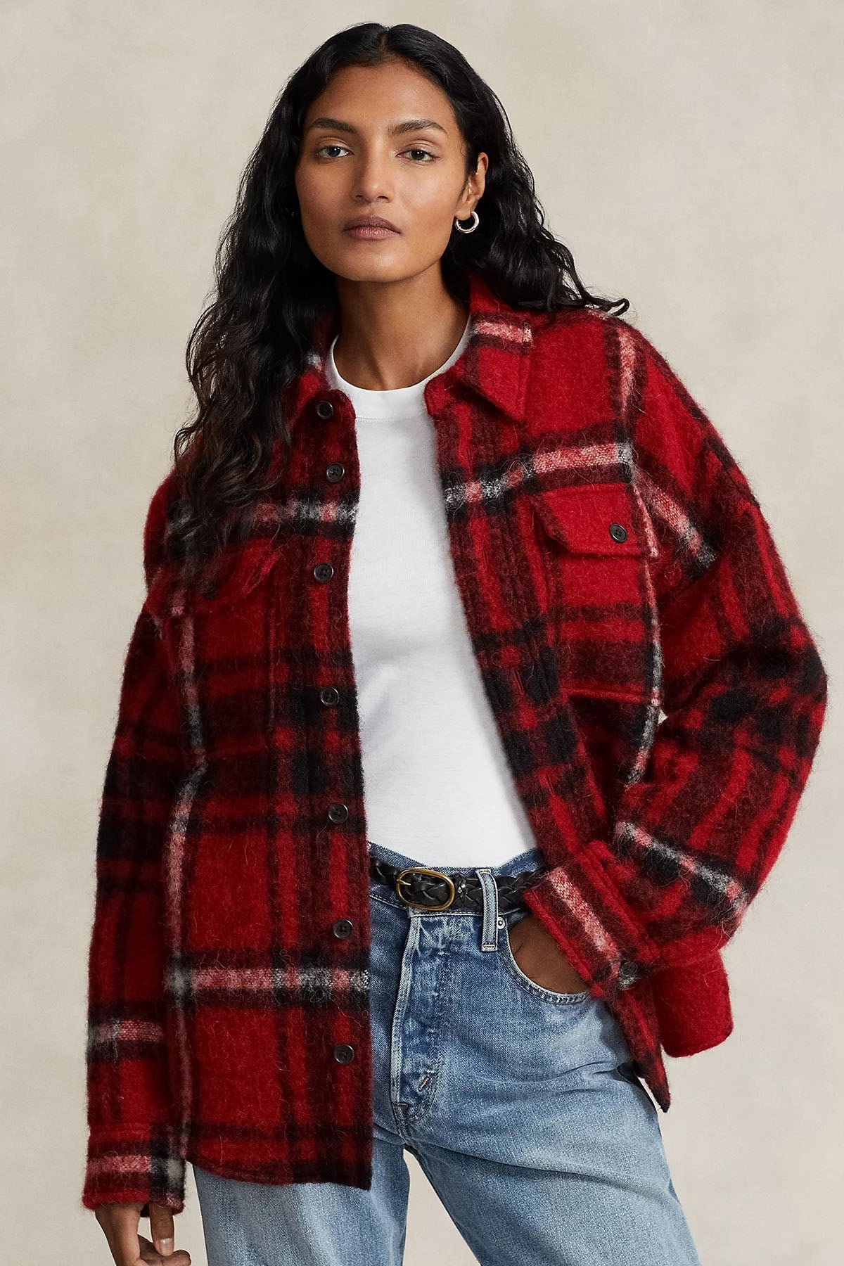 Polo Ralph Lauren Geniş Kesim Ekoseli Yün Gömlek Ceket-Libas Trendy Fashion Store