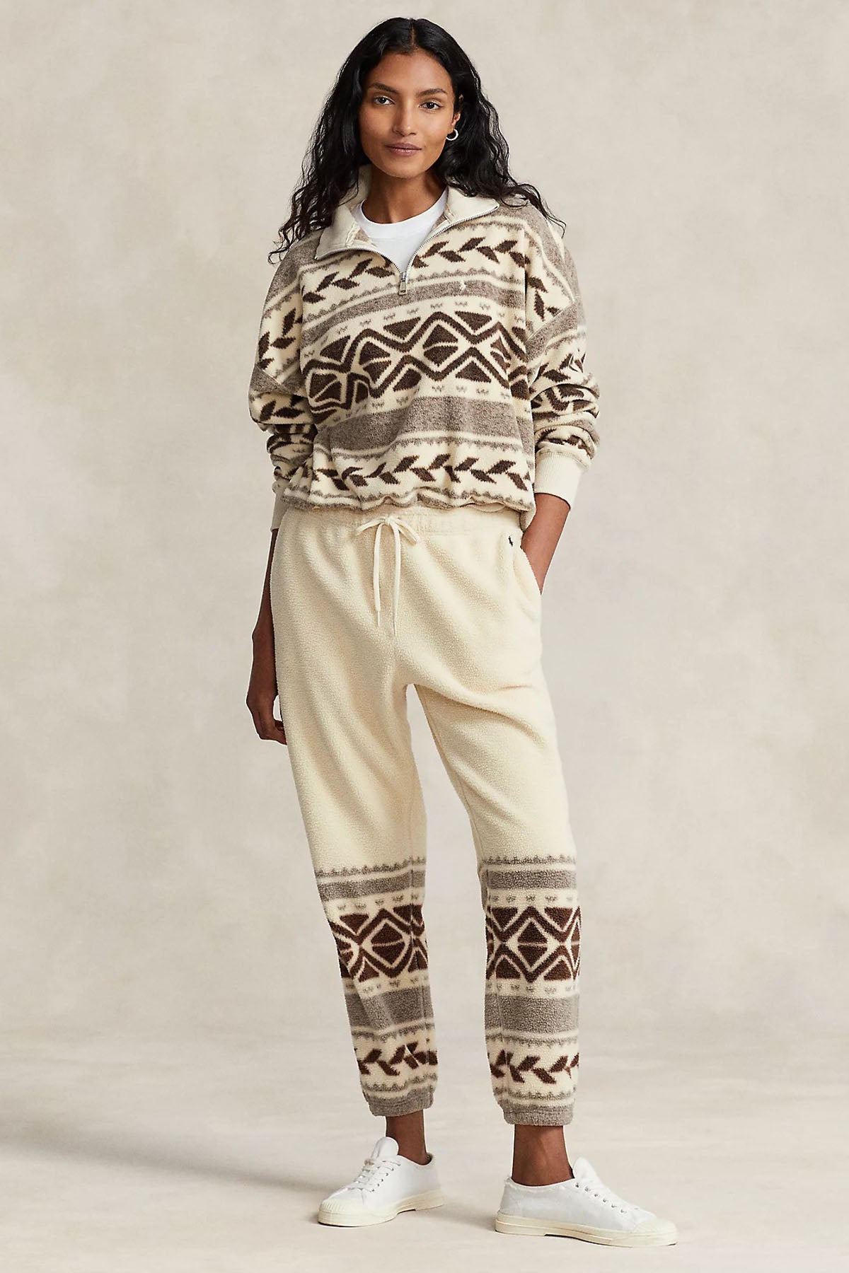 Polo Ralph Lauren Yarım Fermuarlı Dik Yaka Desenli Polar Sweatshirt-Libas Trendy Fashion Store