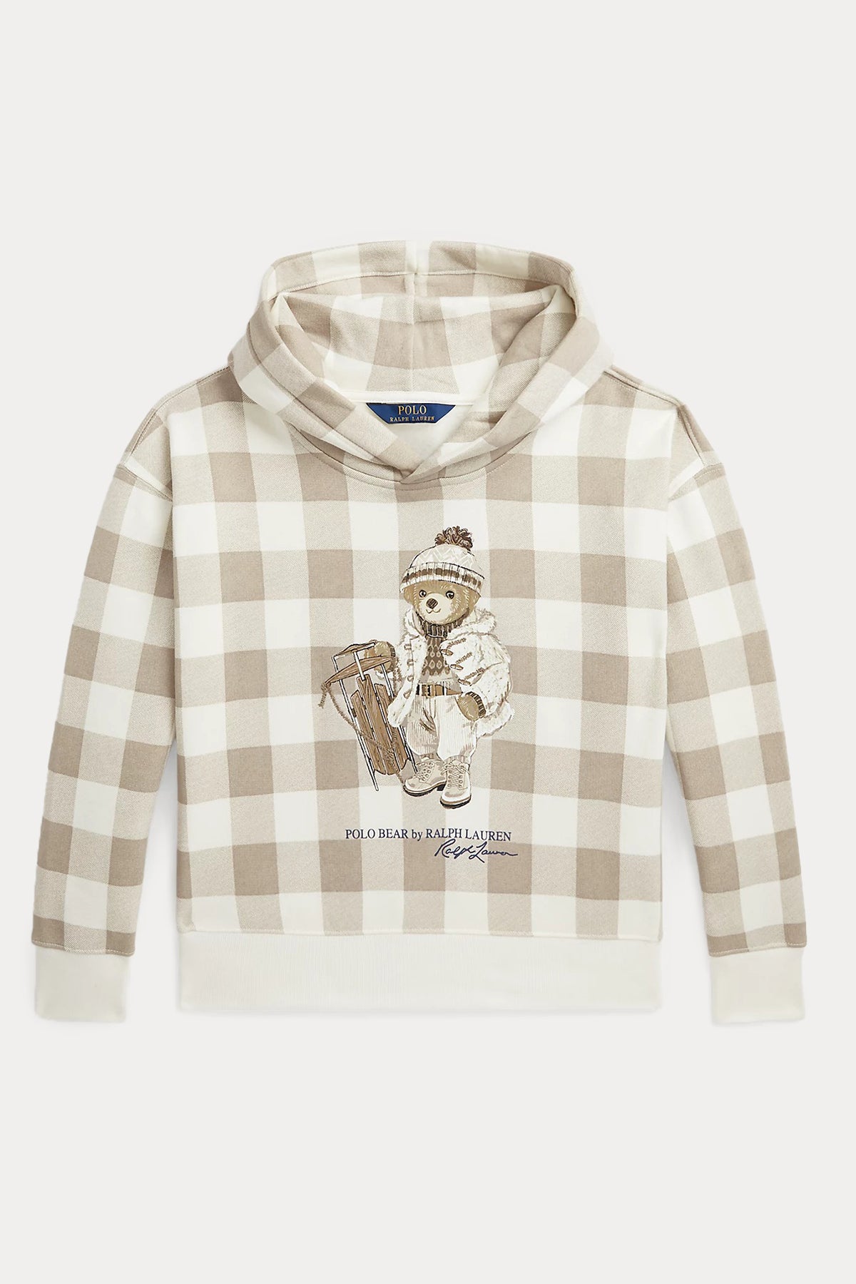 Polo Ralph Lauren Kids 5-6 Yaş Kız Çocuk Ekoseli Kapüşonlu Polo Bear Sweatshirt-Libas Trendy Fashion Store