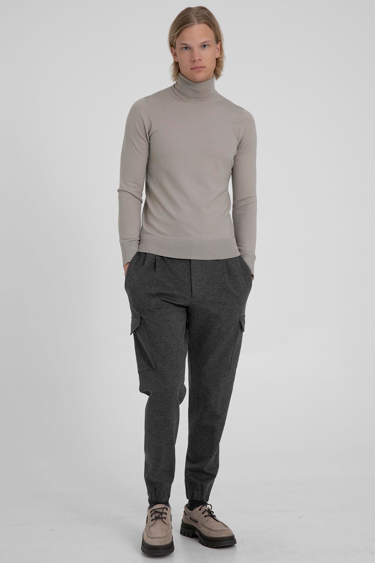 Pantaloni Torino Soft Fit Tek Pileli Beli Lastikli Streç Kargo Pantolon-Libas Trendy Fashion Store