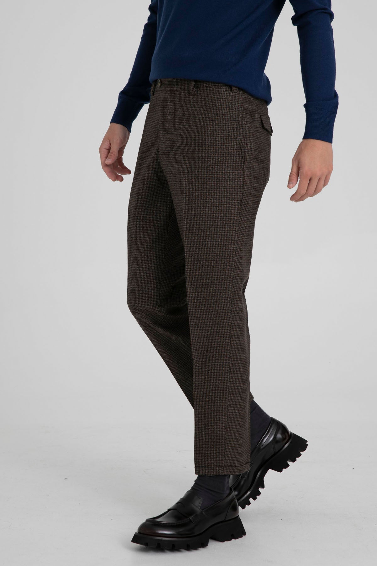 Pantaloni Torino Rebel Fit Kazayağı Desenli Duble Paça Yün Pantolon-Libas Trendy Fashion Store