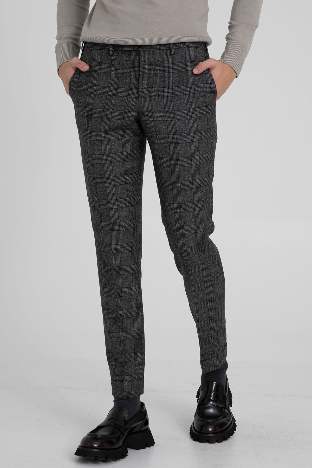 Pantaloni Torino Master Fit Duble Paça Ekoseli Yün Pantolon-Libas Trendy Fashion Store