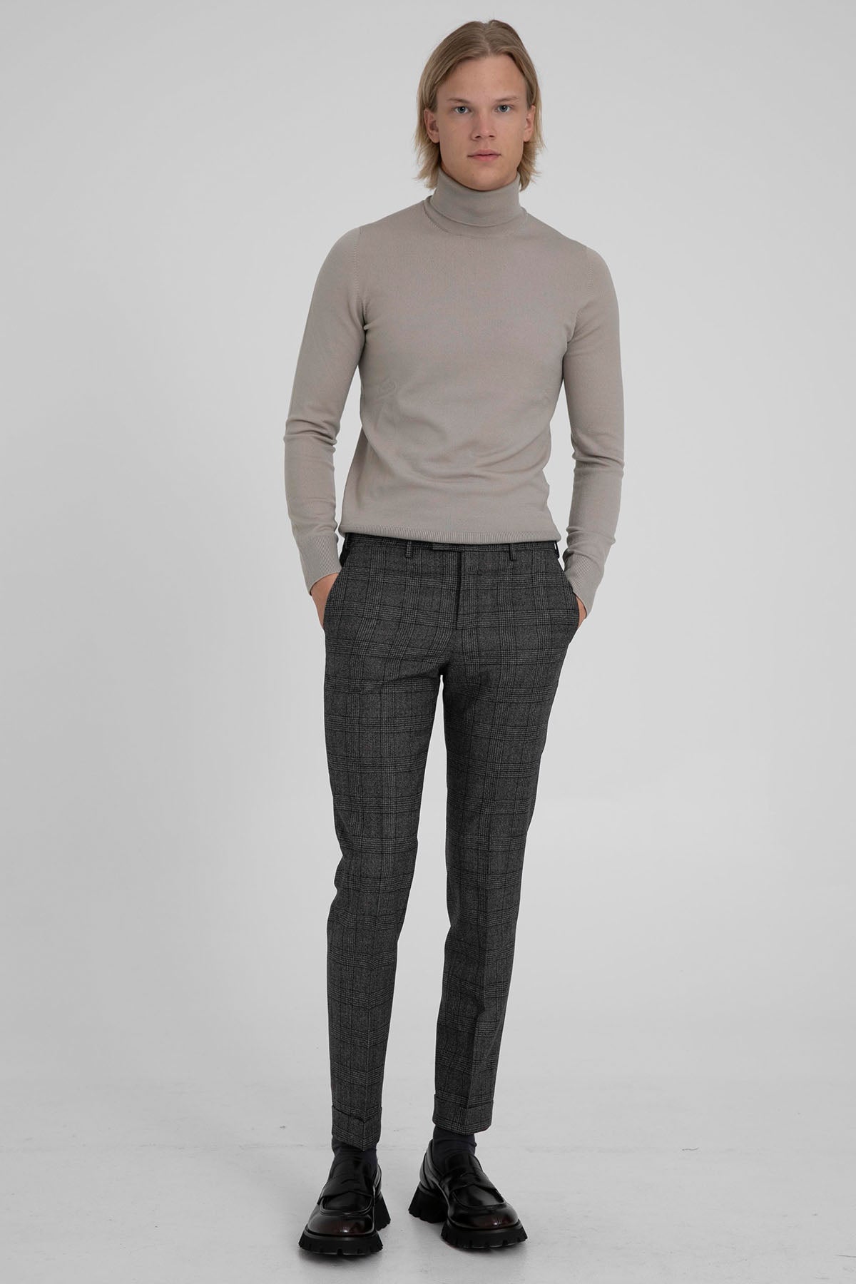 Pantaloni Torino Master Fit Duble Paça Ekoseli Yün Pantolon-Libas Trendy Fashion Store