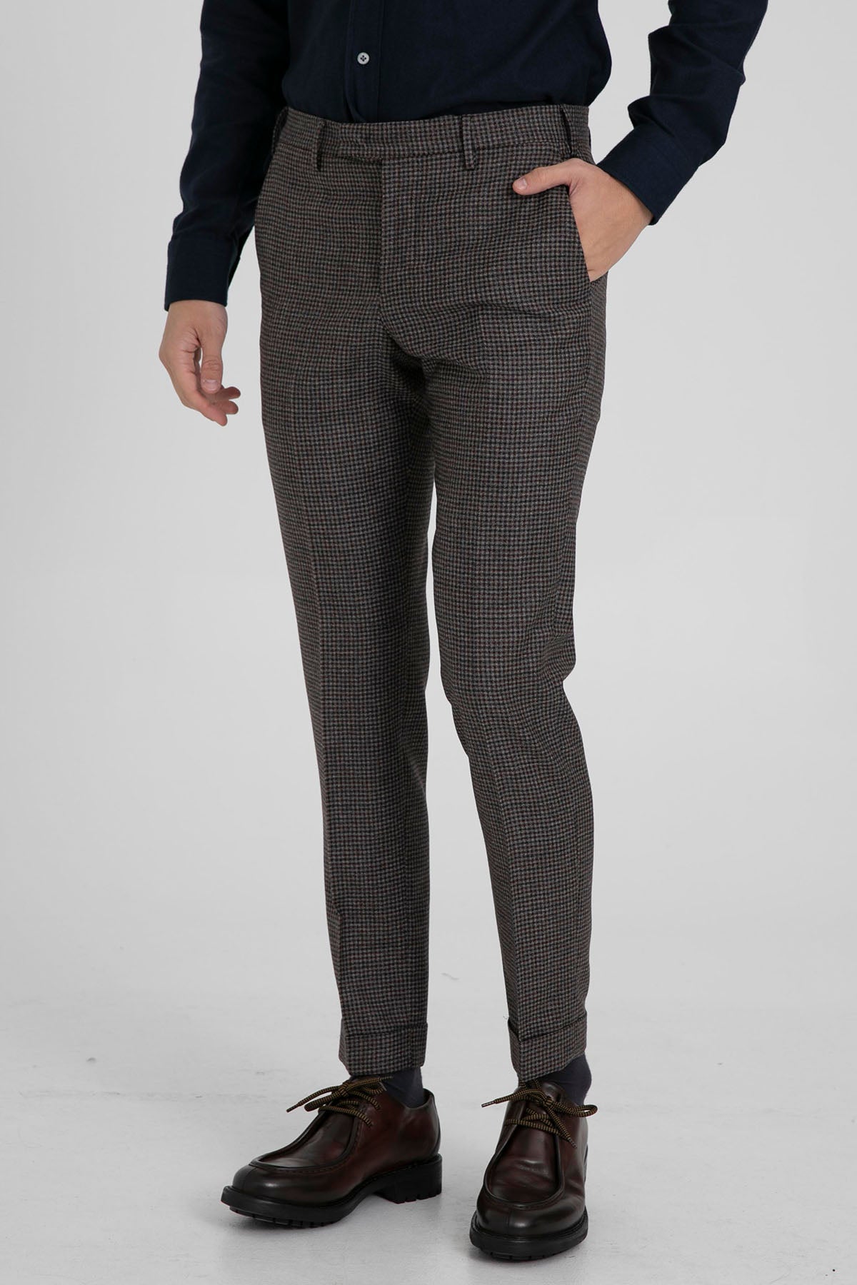 Pantaloni Torino Master Fit Piye Dö Pul Desenli Duble Paça Yün Pantolon-Libas Trendy Fashion Store