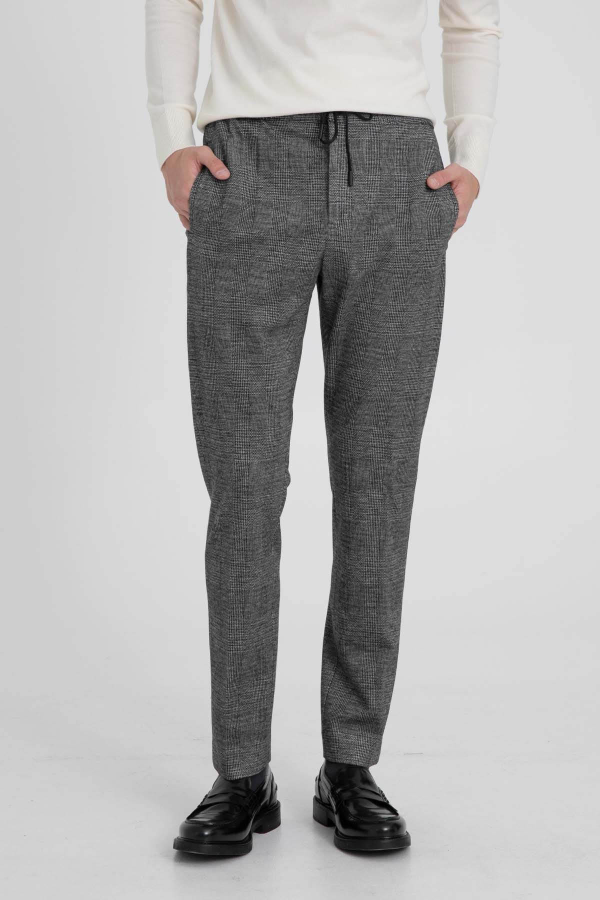 Pantaloni Torino Omega Slim Fit Beli Lastikli Ekoseli Streç Pantolon-Libas Trendy Fashion Store