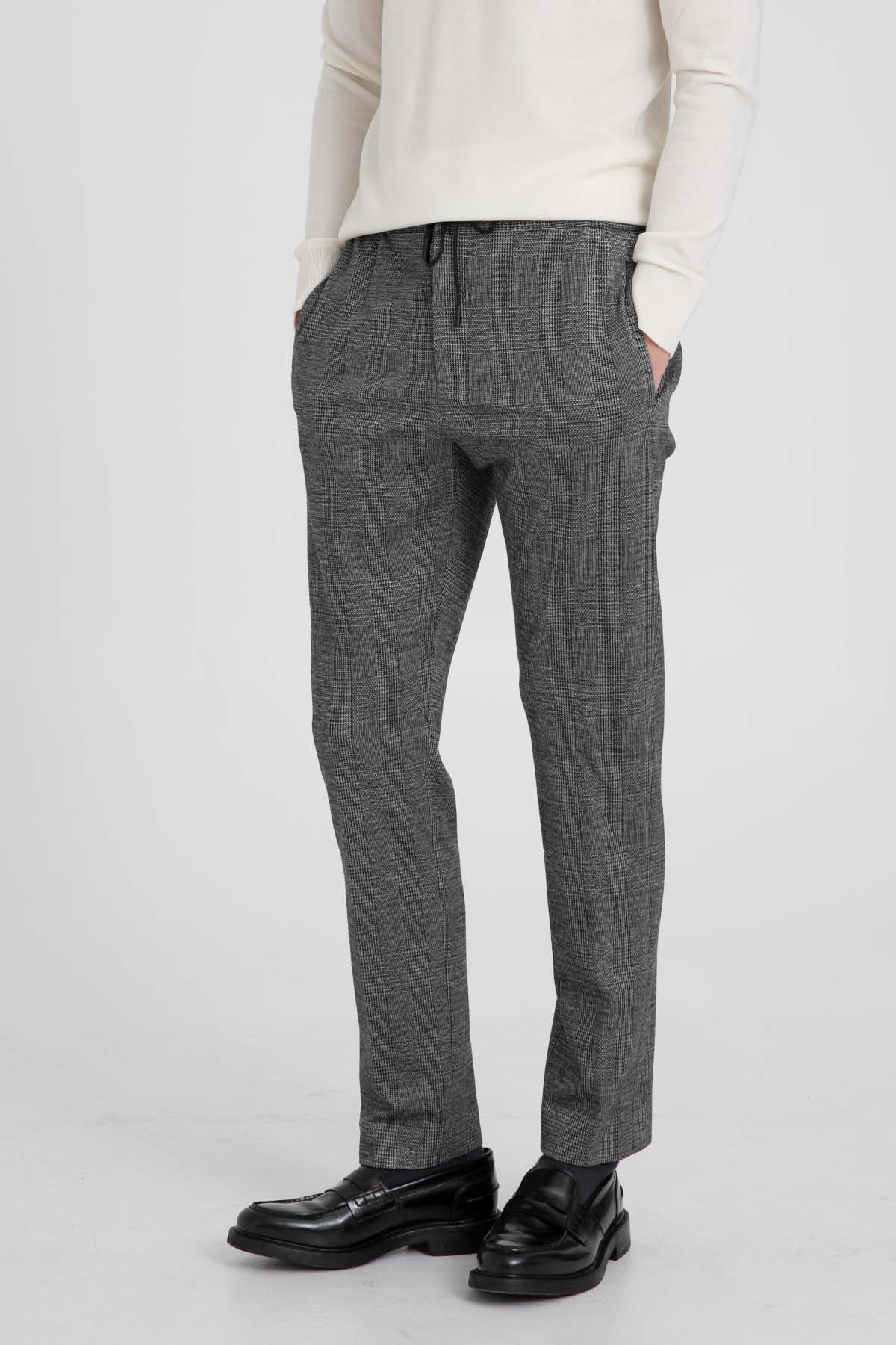 Pantaloni Torino Omega Slim Fit Beli Lastikli Ekoseli Streç Pantolon-Libas Trendy Fashion Store