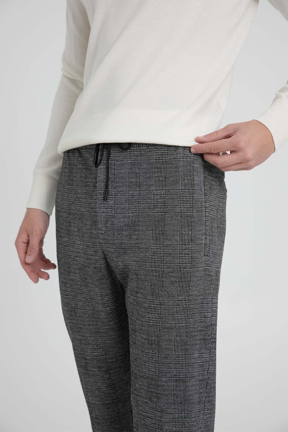 Pantaloni Torino Omega Slim Fit Beli Lastikli Ekoseli Streç Pantolon-Libas Trendy Fashion Store
