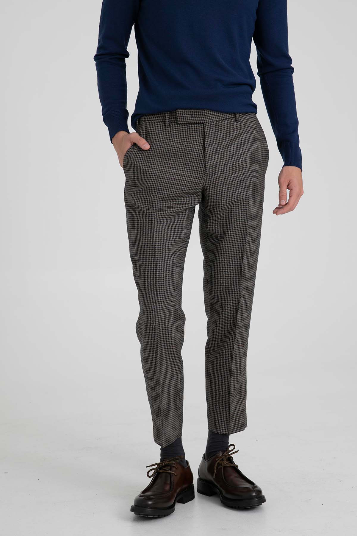 Pantaloni Torino Rebel Fit Kazayağı Desenli Yün Pantolon-Libas Trendy Fashion Store