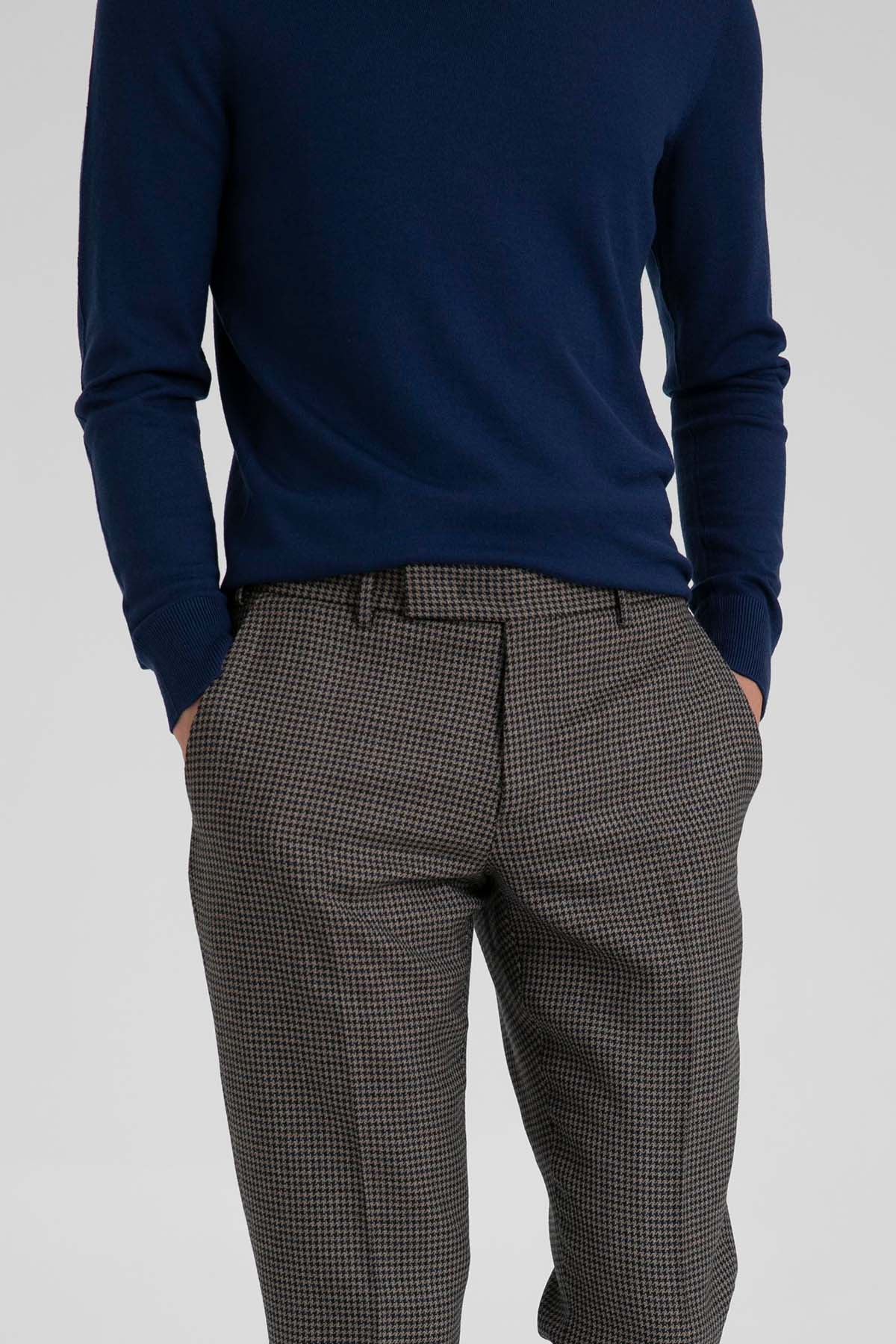 Pantaloni Torino Rebel Fit Kazayağı Desenli Yün Pantolon-Libas Trendy Fashion Store