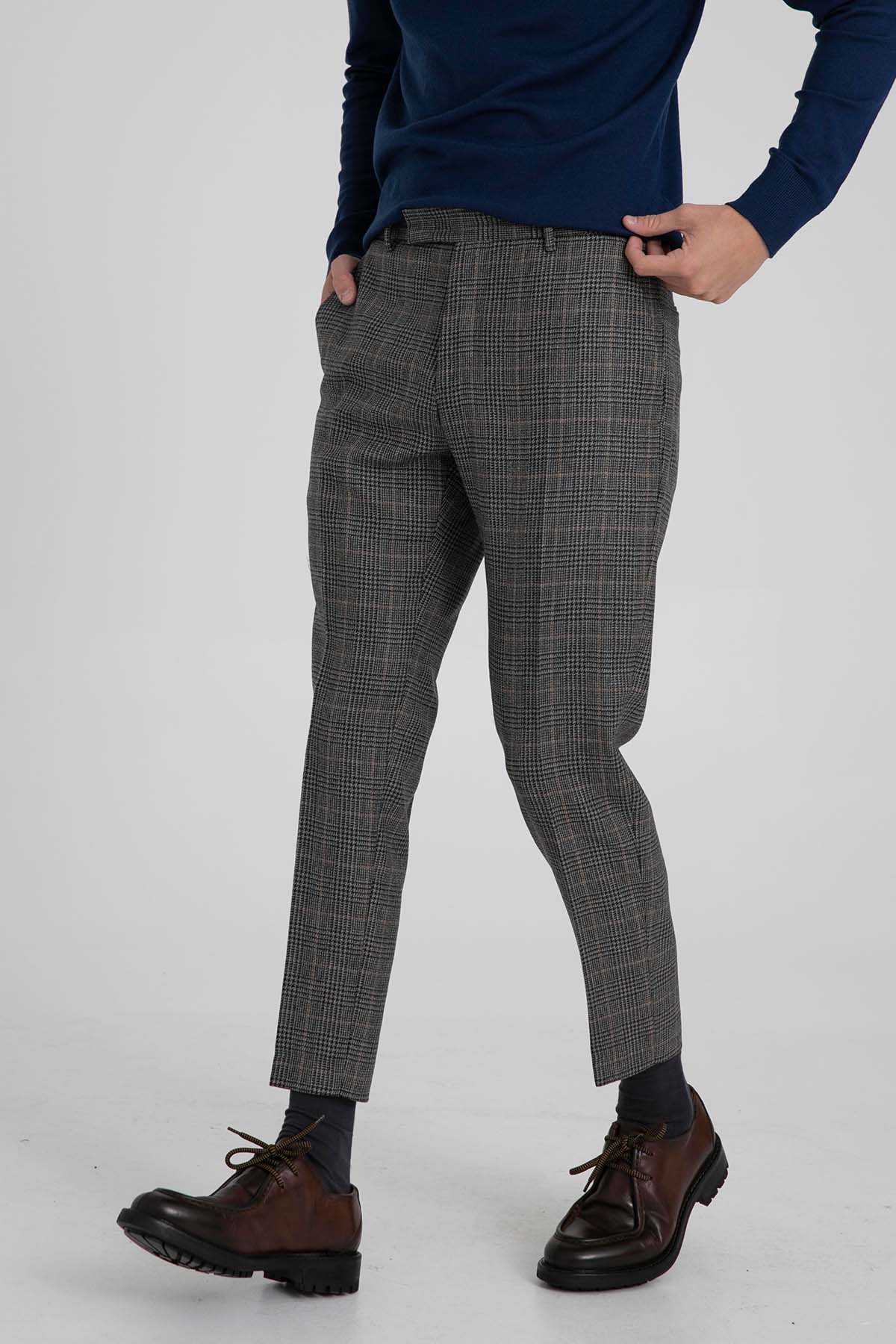 Pantaloni Torino Rebel Fit Ekoseli Yün Pantolon-Libas Trendy Fashion Store