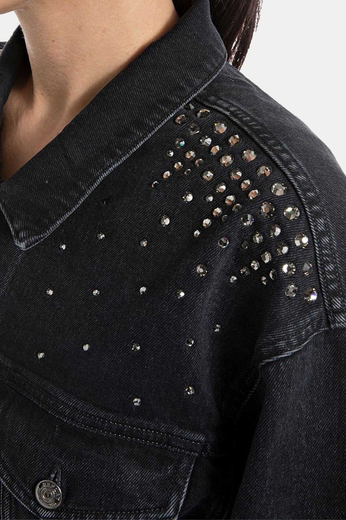Replay Parlak Taş Aksesuarlı Denim Ceket-Libas Trendy Fashion Store