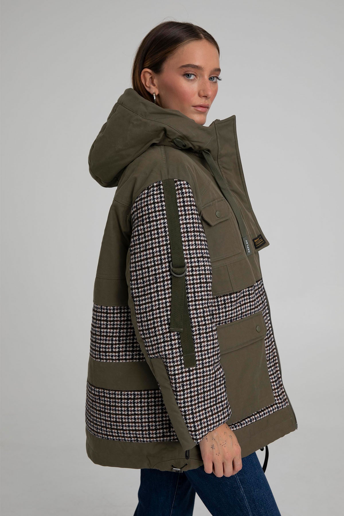 Replay Piye Dö Pul Desenli Kapüşonlu Puffer Mont-Libas Trendy Fashion Store