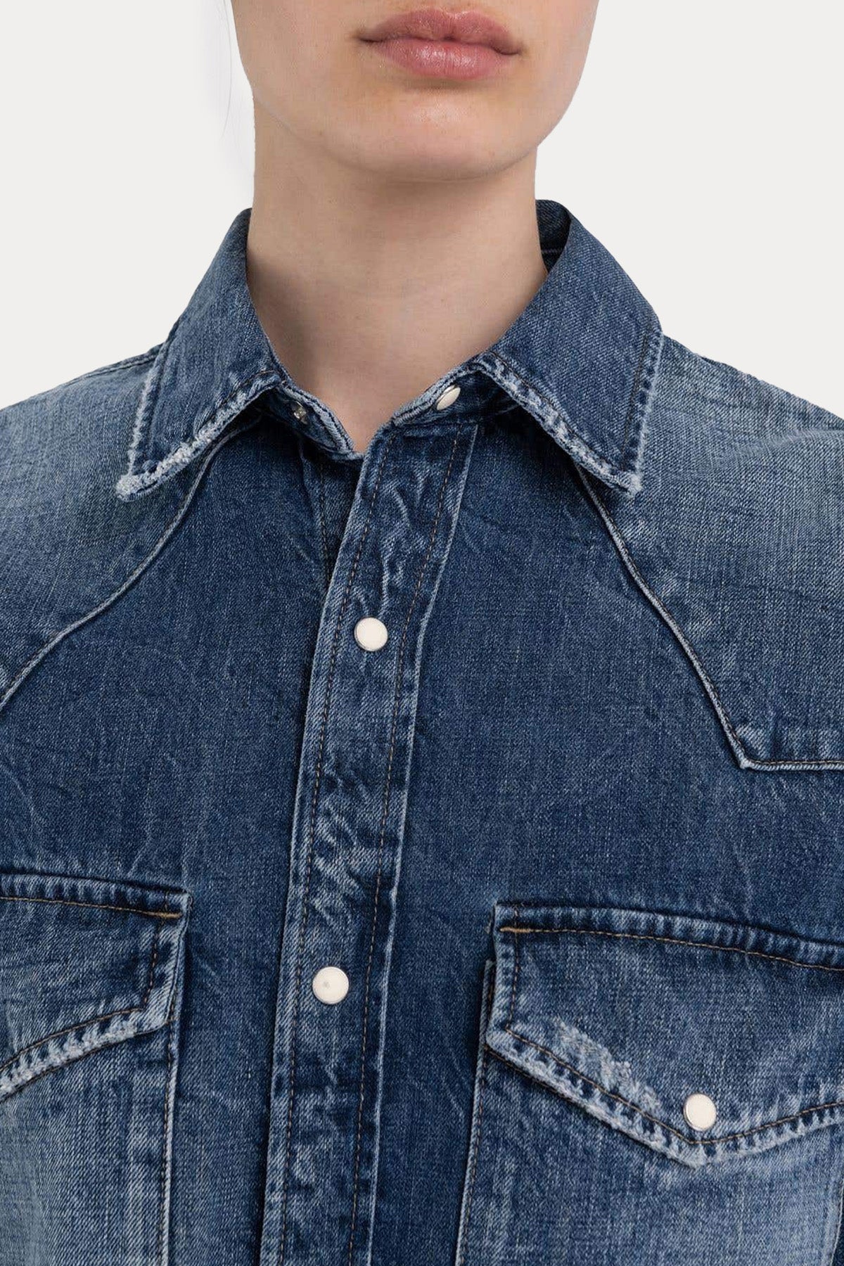 Replay Relaxed Fit Crop Denim Gömlek-Libas Trendy Fashion Store