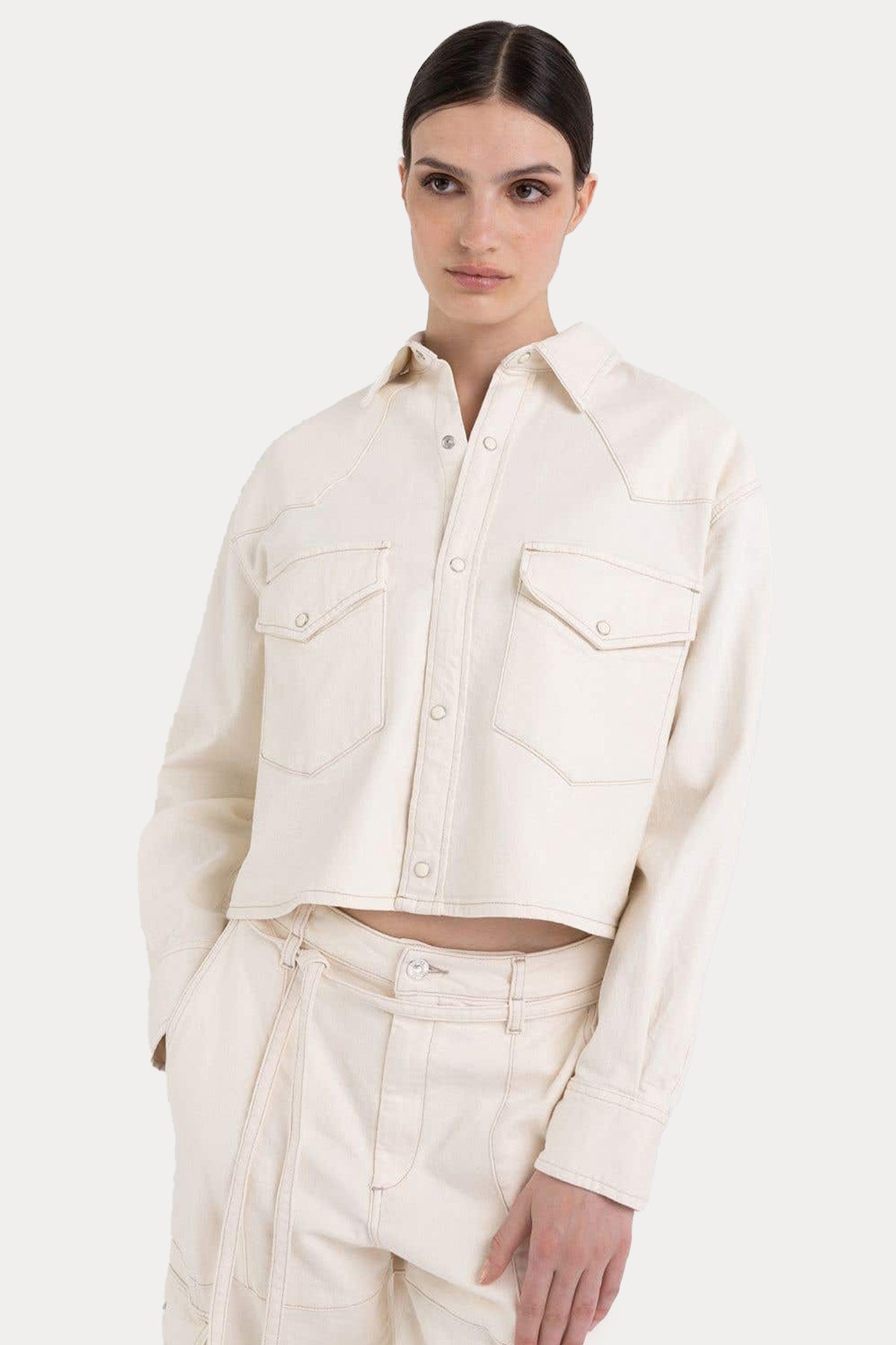 Replay Relaxed Fit Crop Denim Gömlek-Libas Trendy Fashion Store