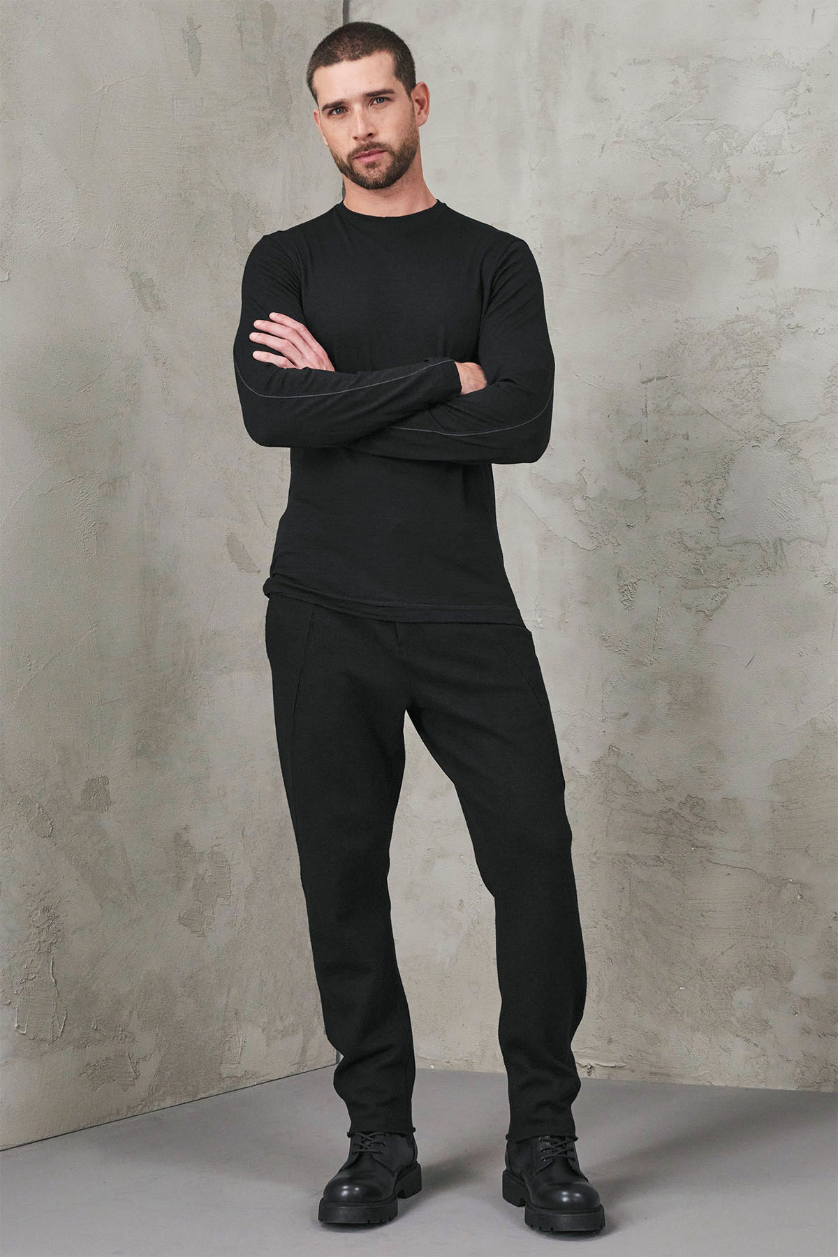 Transit Yuvarlak Yaka Uzun Kollu T-shirt-Libas Trendy Fashion Store