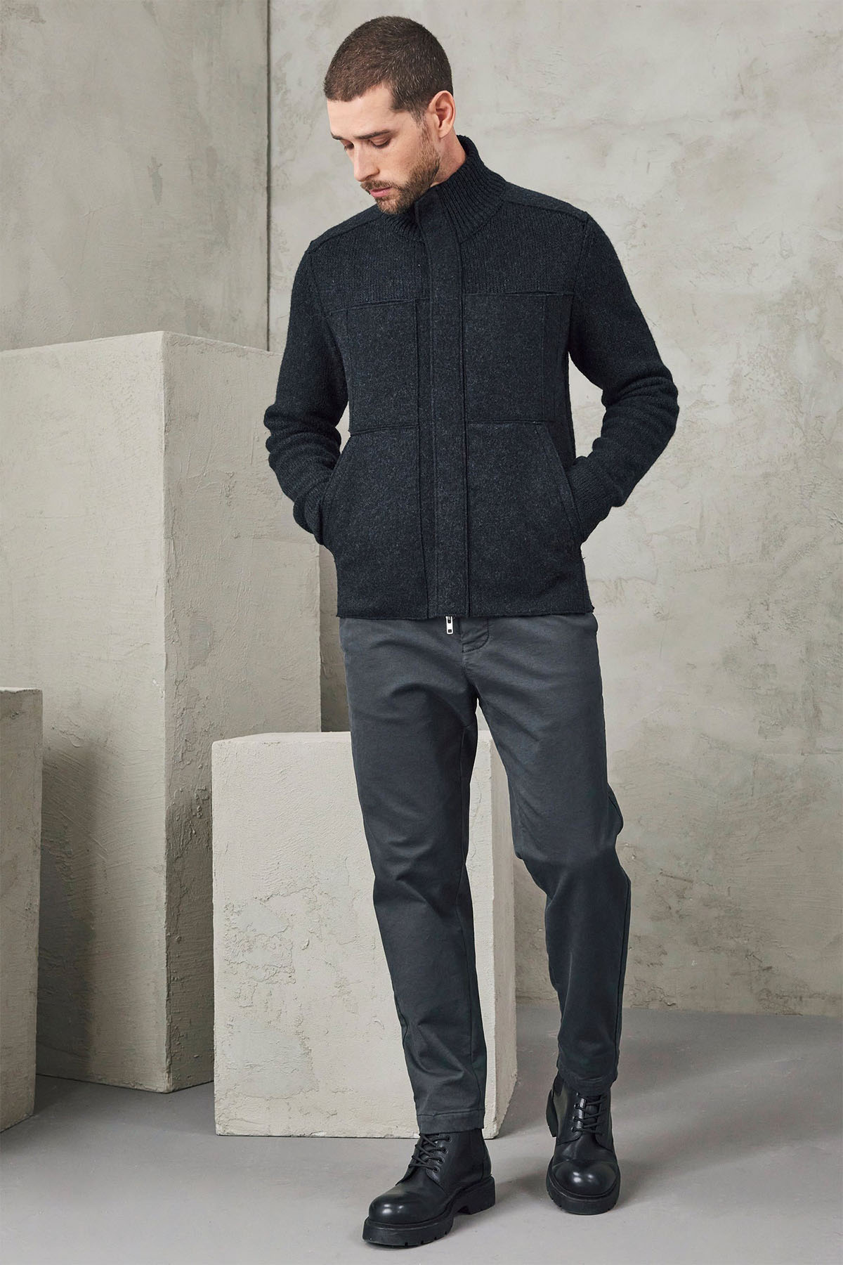 Transit Dik Yaka Örgü Yün Triko Ceket-Libas Trendy Fashion Store