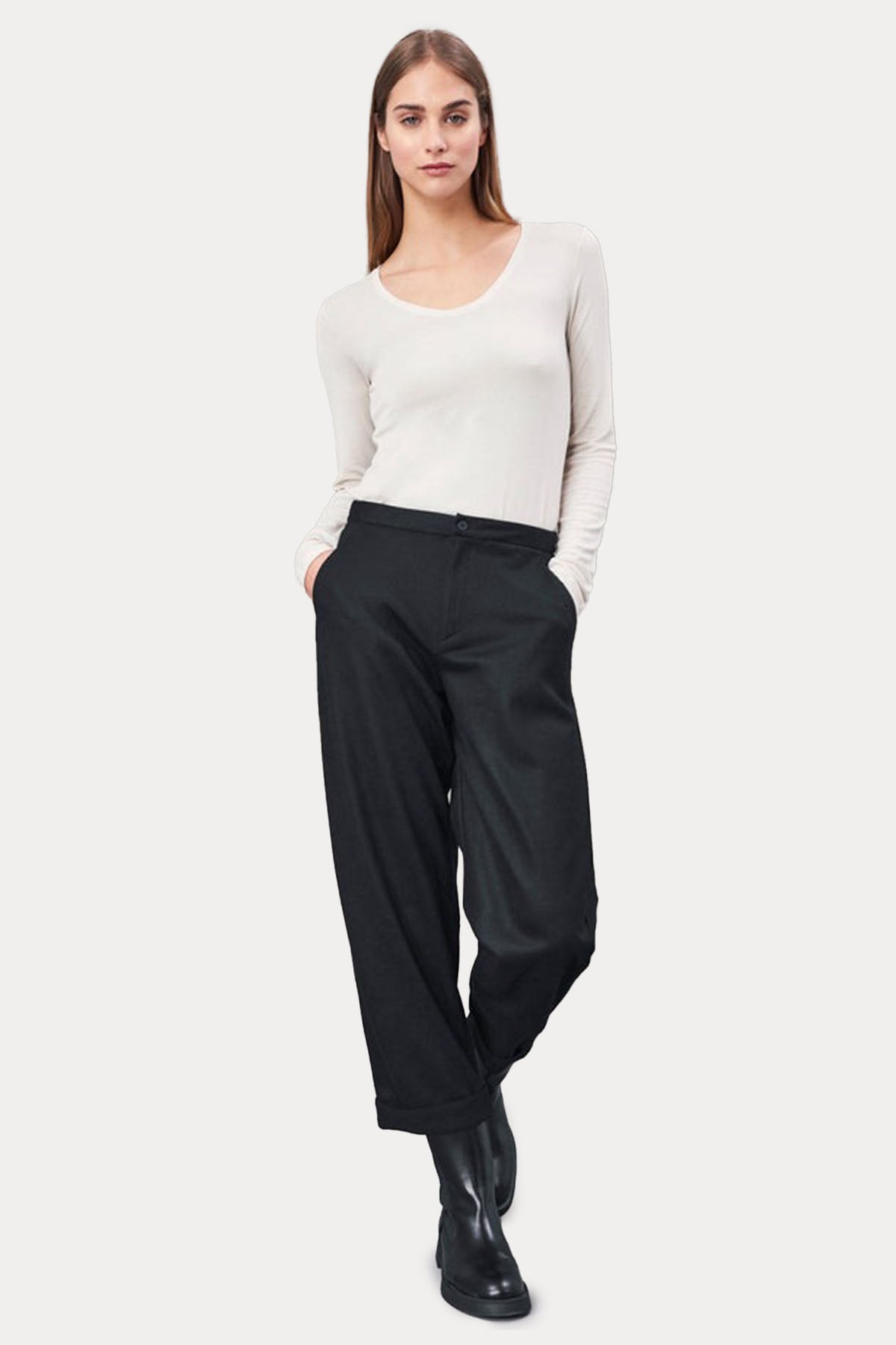 Transit Beli Lastikli Yandan Cepli Yün Pantolon-Libas Trendy Fashion Store