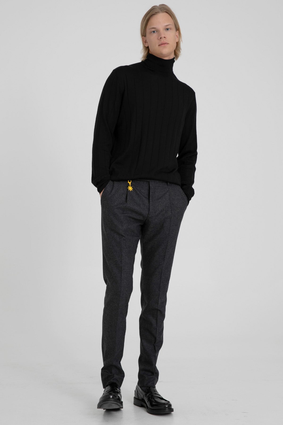Manuel Ritz Slim Fit Tek Pileli Pötikare Desenli Yün Pantolon-Libas Trendy Fashion Store