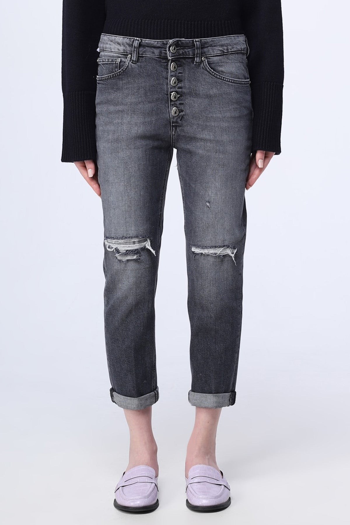 Dondup Koons Loose Fit Yüksek Bel Yırtık Detaylı Jeans-Libas Trendy Fashion Store