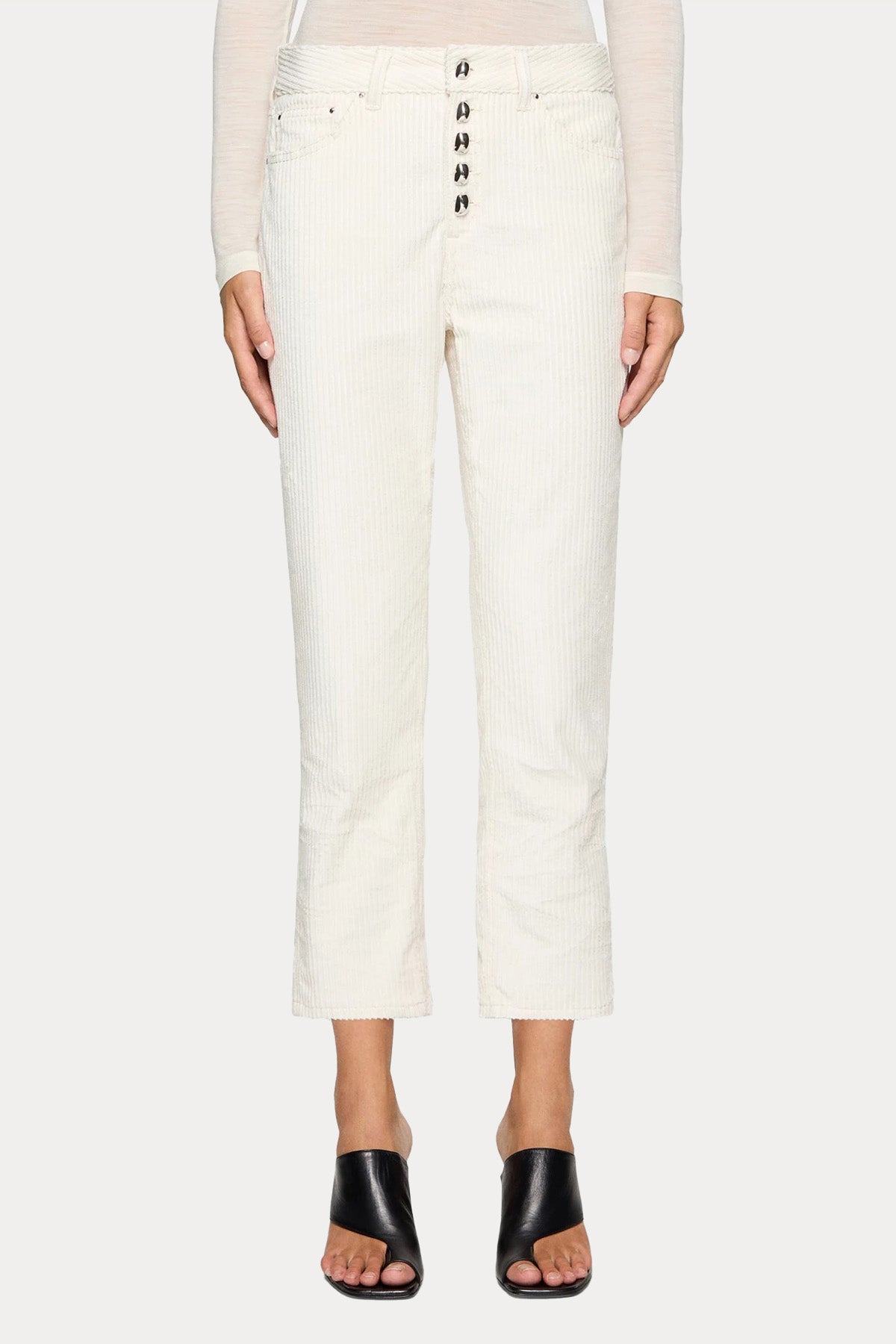 Dondup Koons Loose Fit Yüksek Bel Fitilli Kadife Pantolon-Libas Trendy Fashion Store