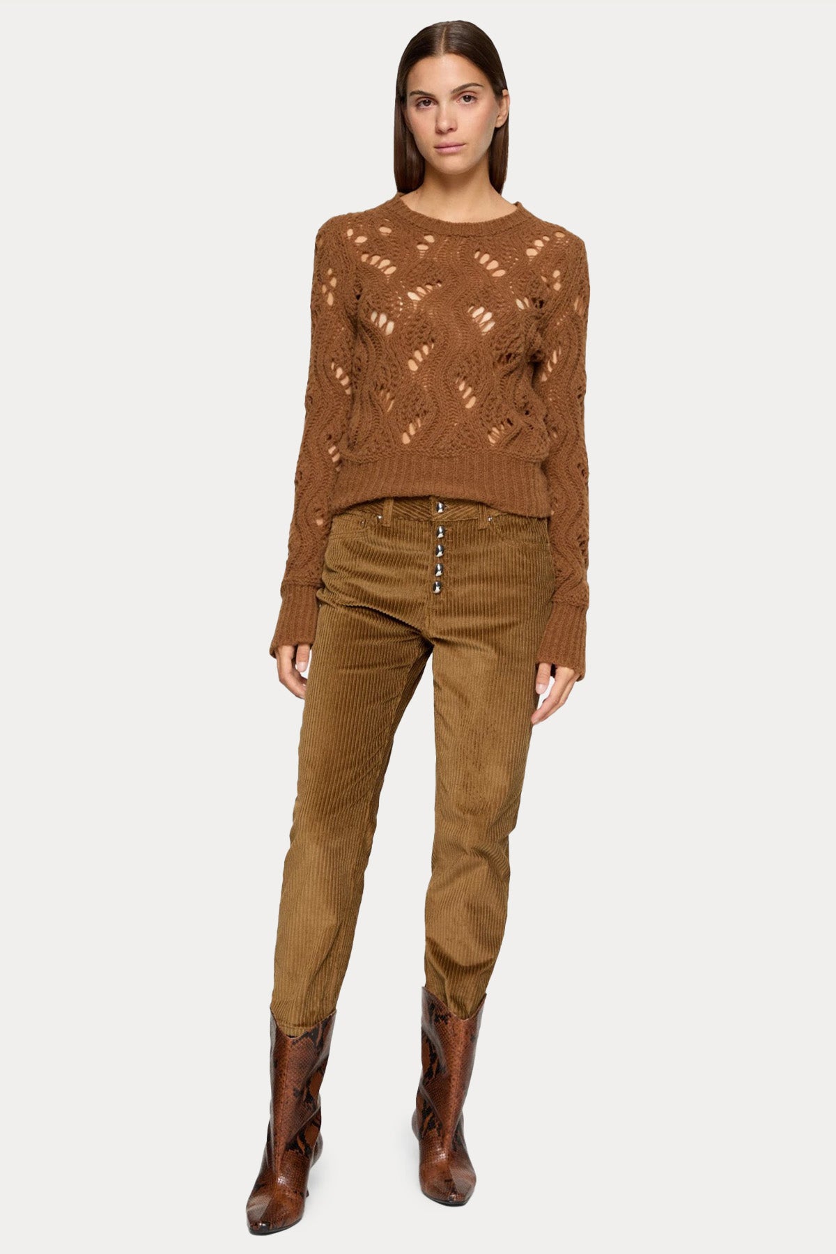 Dondup Koons Loose Fit Yüksek Bel Fitilli Kadife Pantolon-Libas Trendy Fashion Store