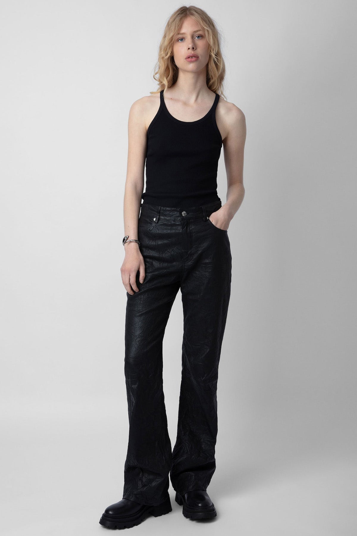 Zadig & Voltaire Geniş Yuvarlak Yaka Kolsuz T-shirt-Libas Trendy Fashion Store